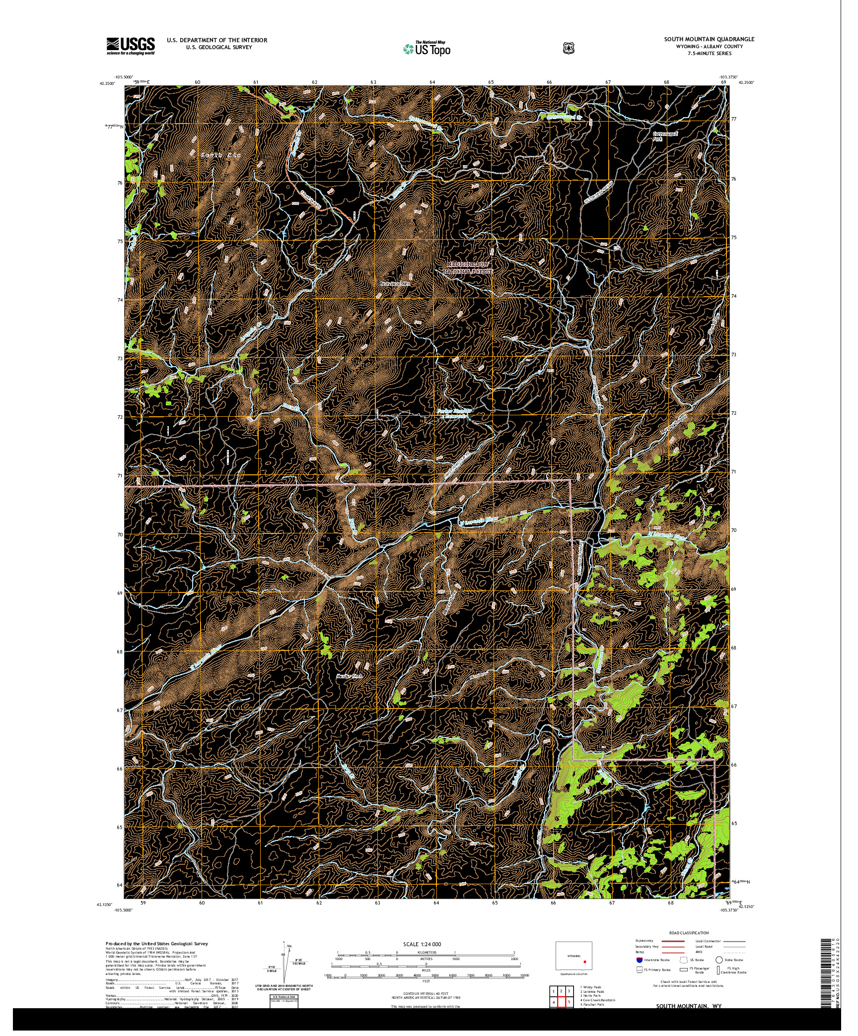 USGS US TOPO 7.5-MINUTE MAP FOR SOUTH MOUNTAIN, WY 2021
