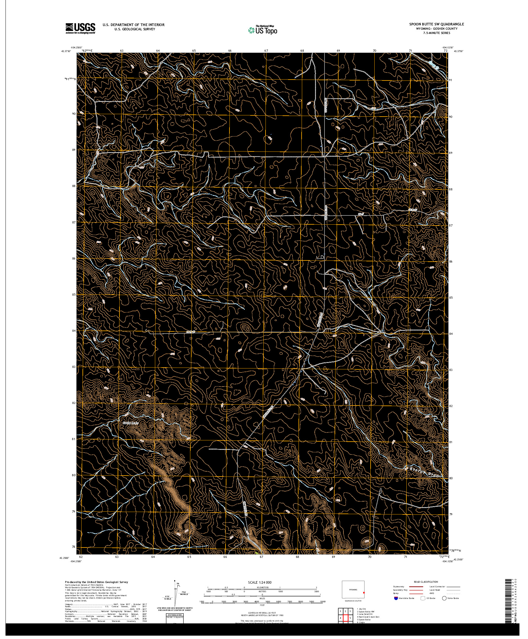 USGS US TOPO 7.5-MINUTE MAP FOR SPOON BUTTE SW, WY 2021