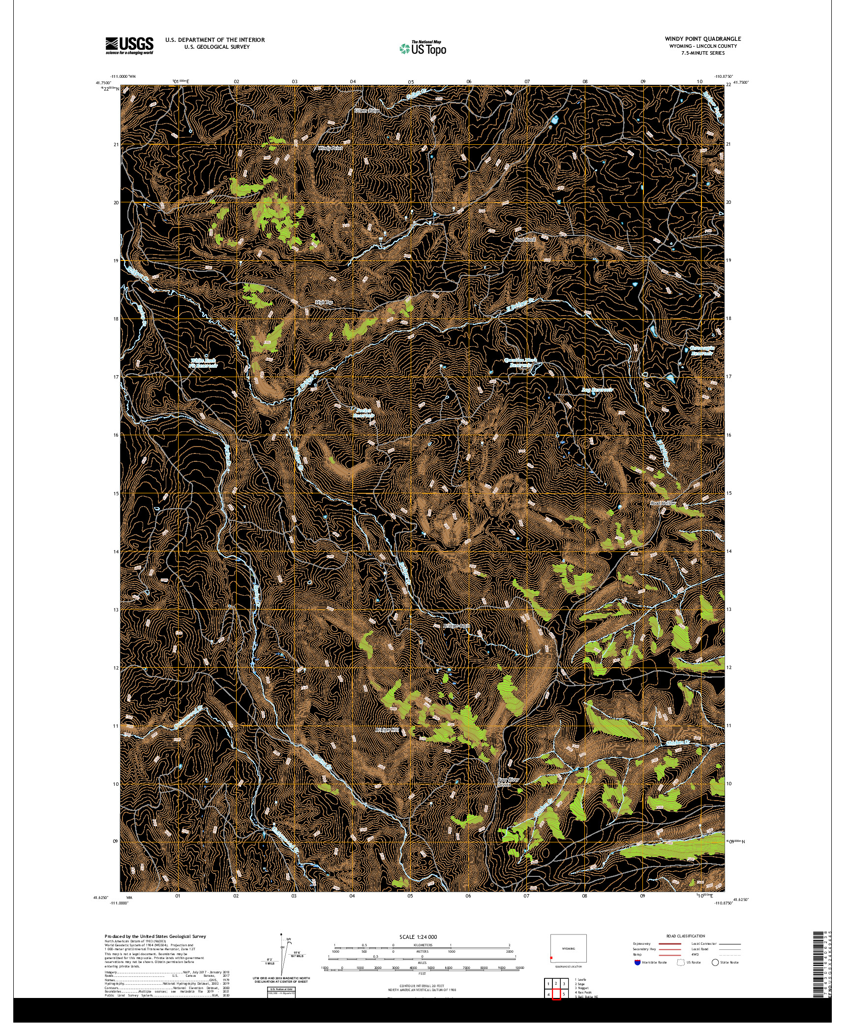 USGS US TOPO 7.5-MINUTE MAP FOR WINDY POINT, WY 2021