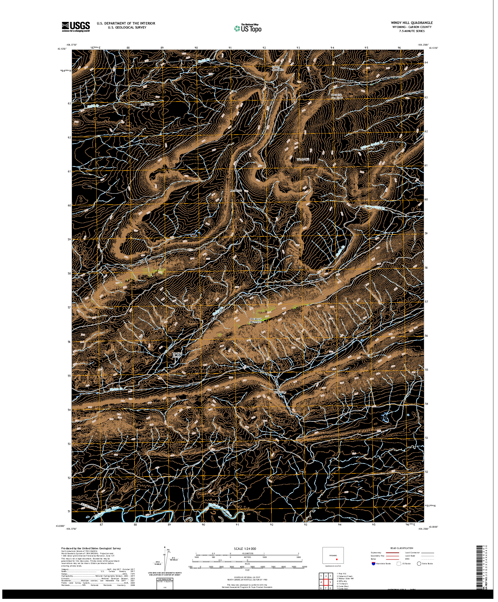 USGS US TOPO 7.5-MINUTE MAP FOR WINDY HILL, WY 2021