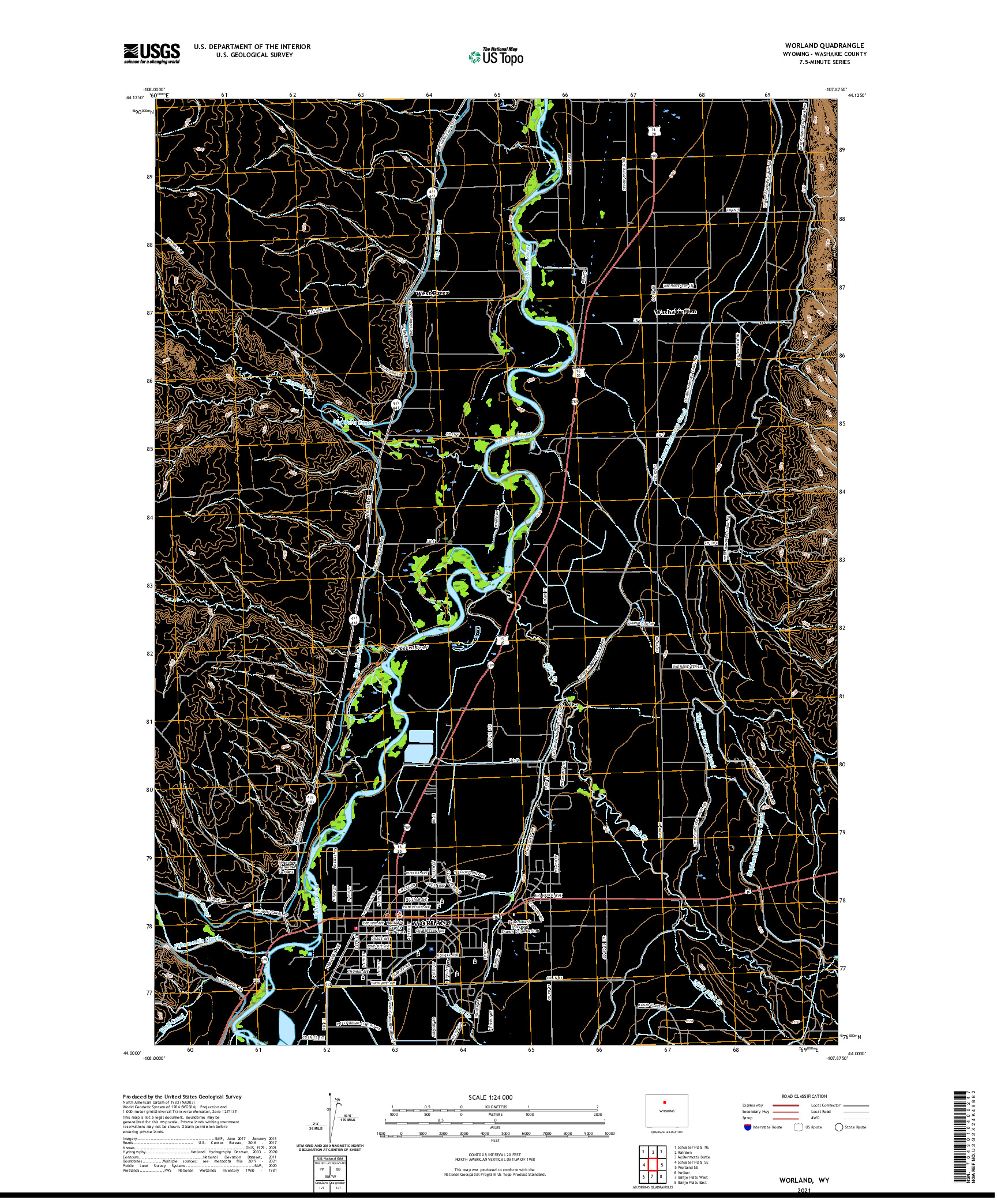 USGS US TOPO 7.5-MINUTE MAP FOR WORLAND, WY 2021