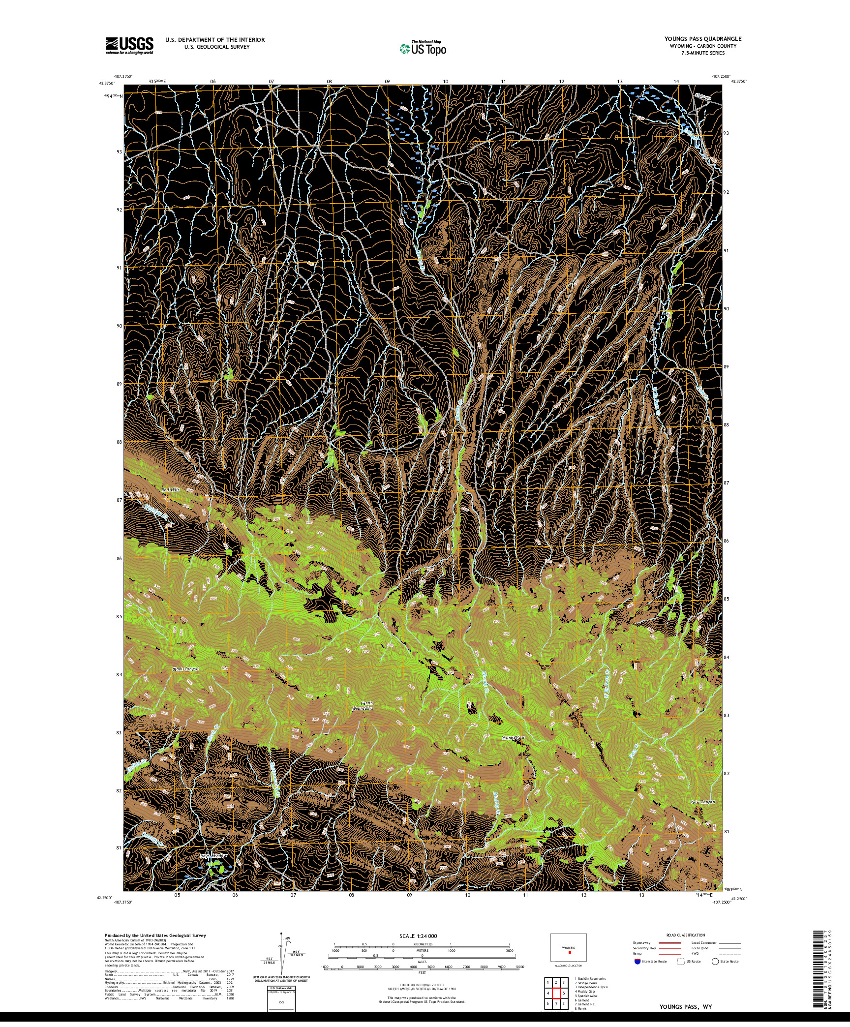 USGS US TOPO 7.5-MINUTE MAP FOR YOUNGS PASS, WY 2021