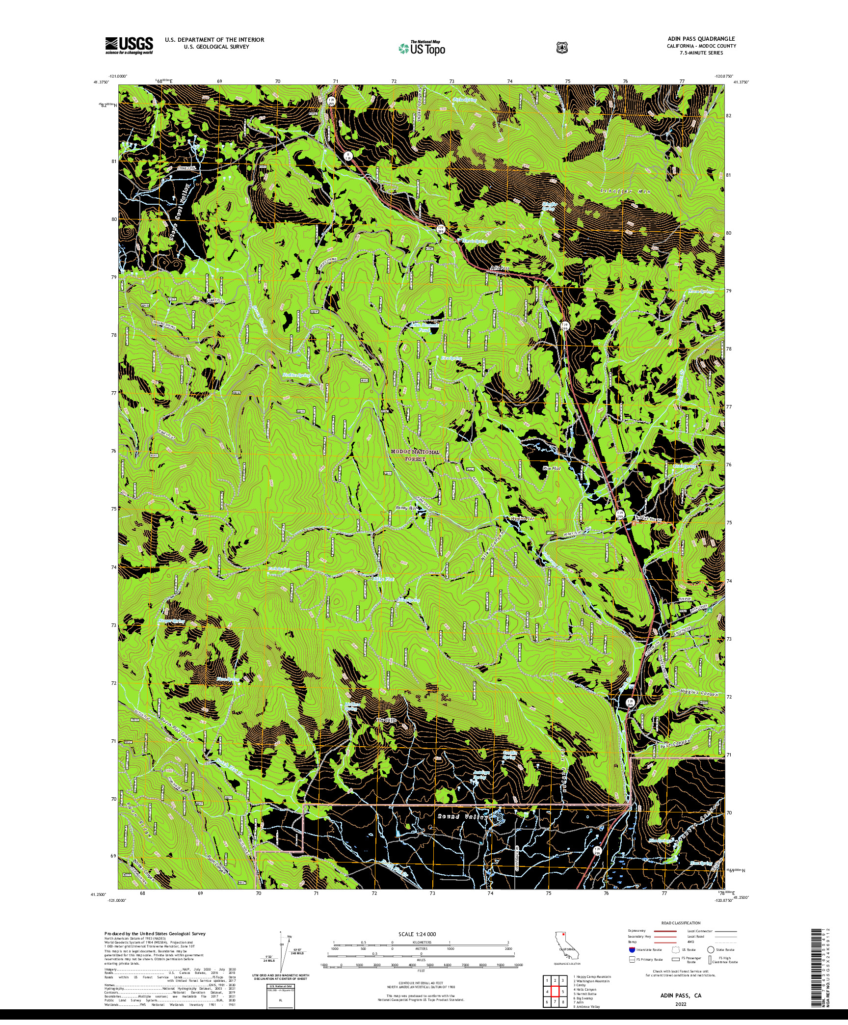 US TOPO 7.5-MINUTE MAP FOR ADIN PASS, CA