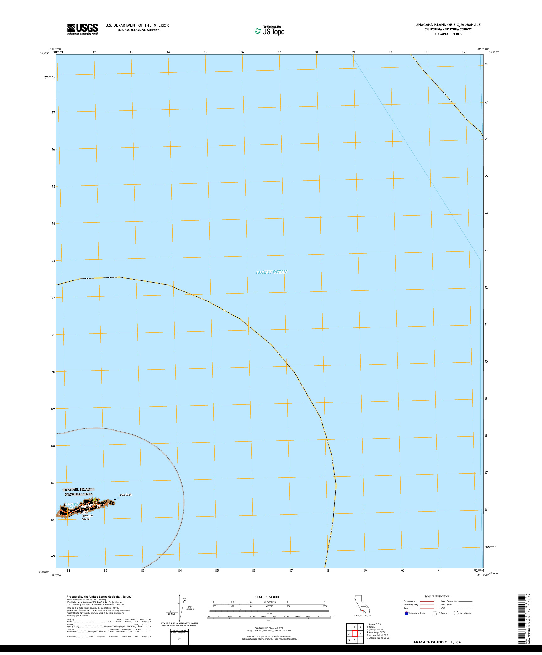 US TOPO 7.5-MINUTE MAP FOR ANACAPA ISLAND OE E, CA