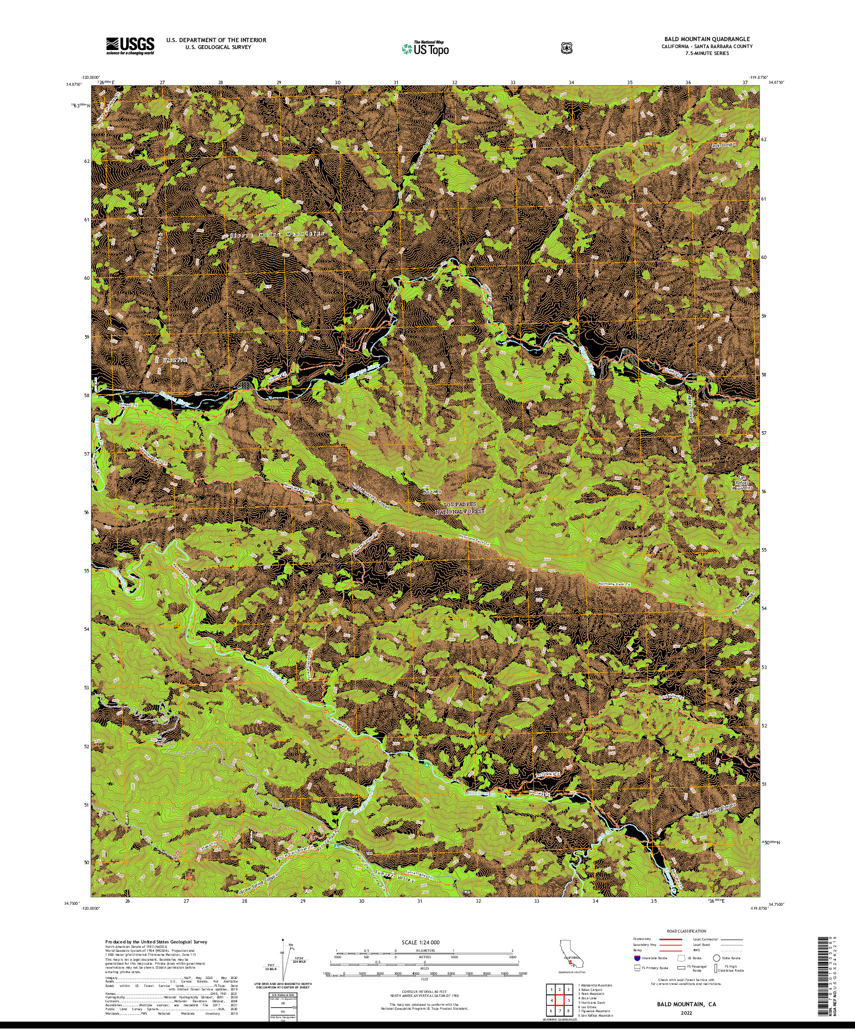 US TOPO 7.5-MINUTE MAP FOR BALD MOUNTAIN, CA