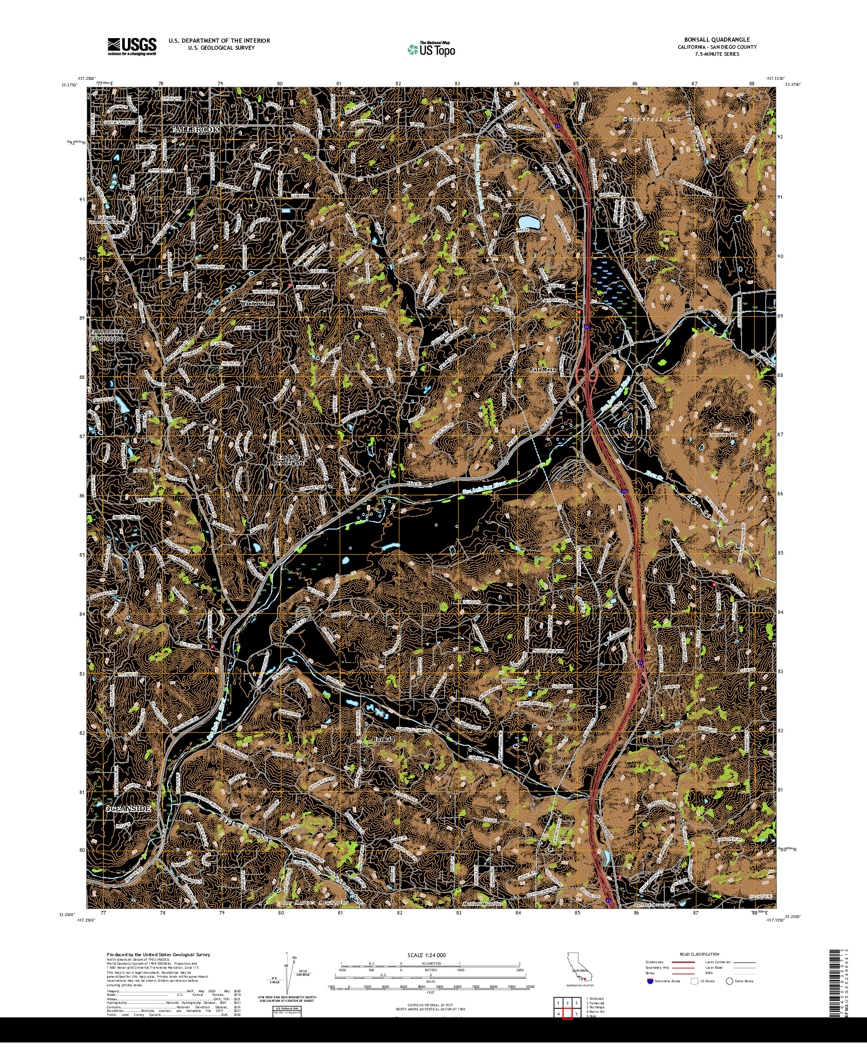 US TOPO 7.5-MINUTE MAP FOR BONSALL, CA