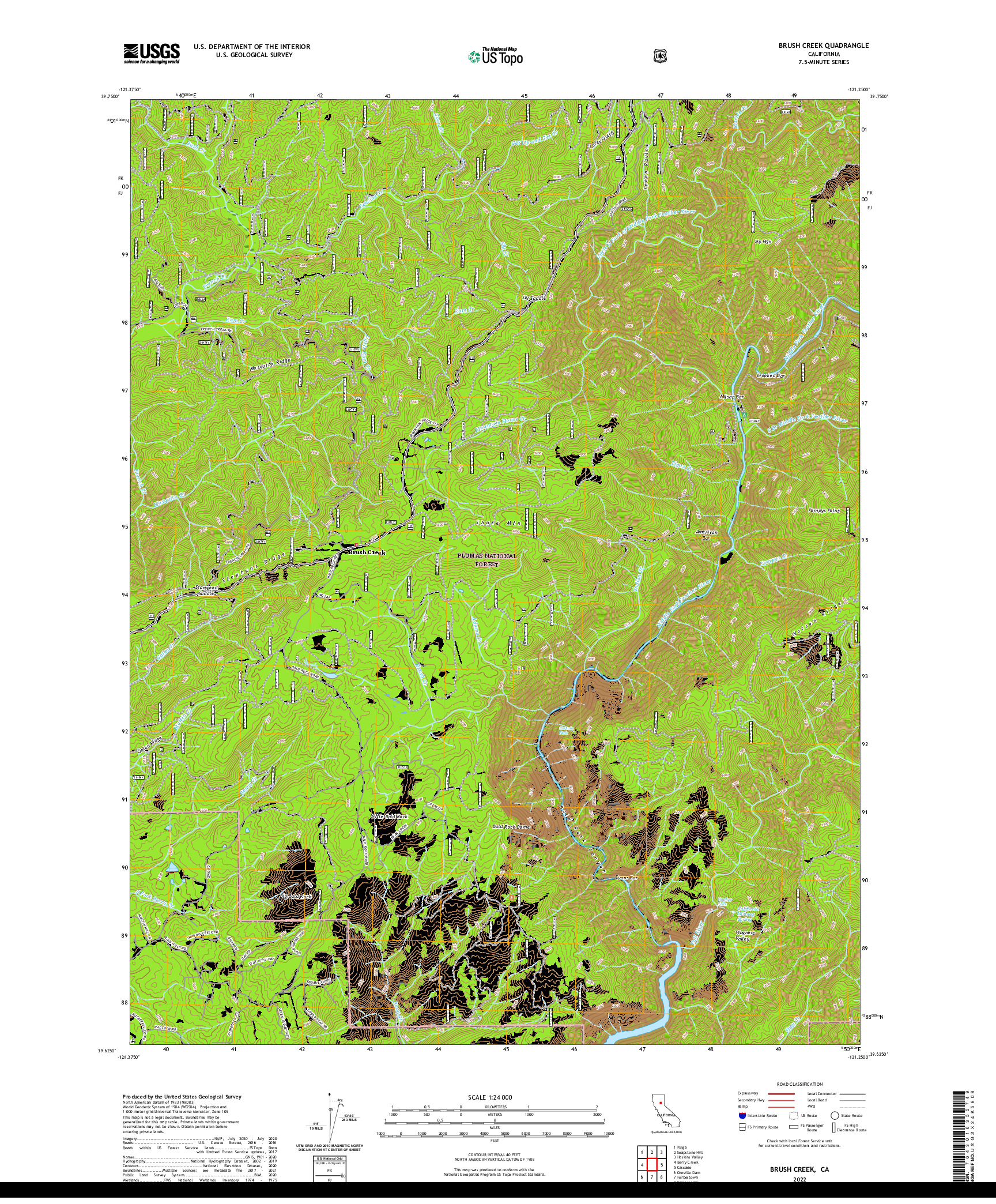 US TOPO 7.5-MINUTE MAP FOR BRUSH CREEK, CA