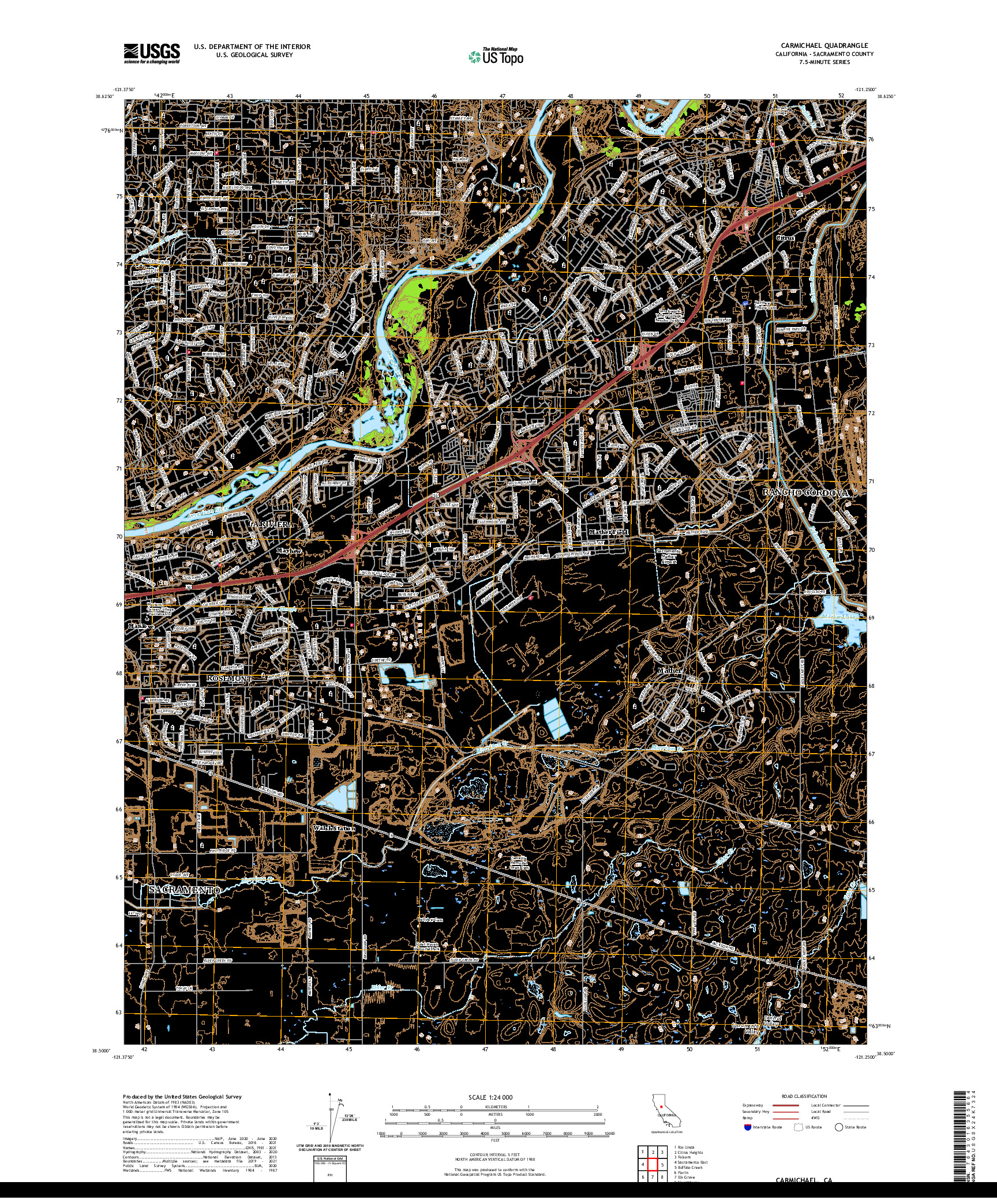 US TOPO 7.5-MINUTE MAP FOR CARMICHAEL, CA