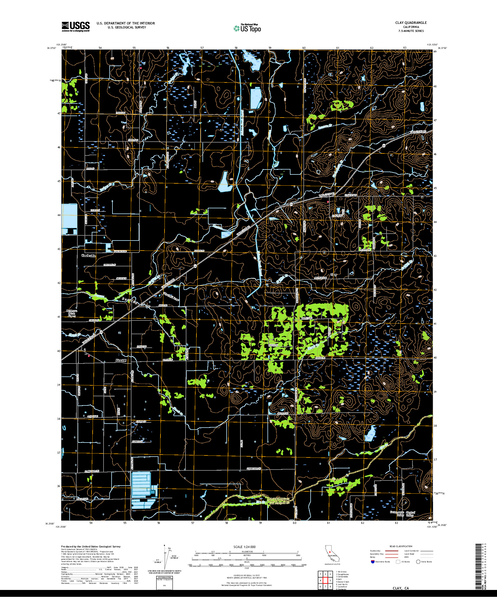 US TOPO 7.5-MINUTE MAP FOR CLAY, CA