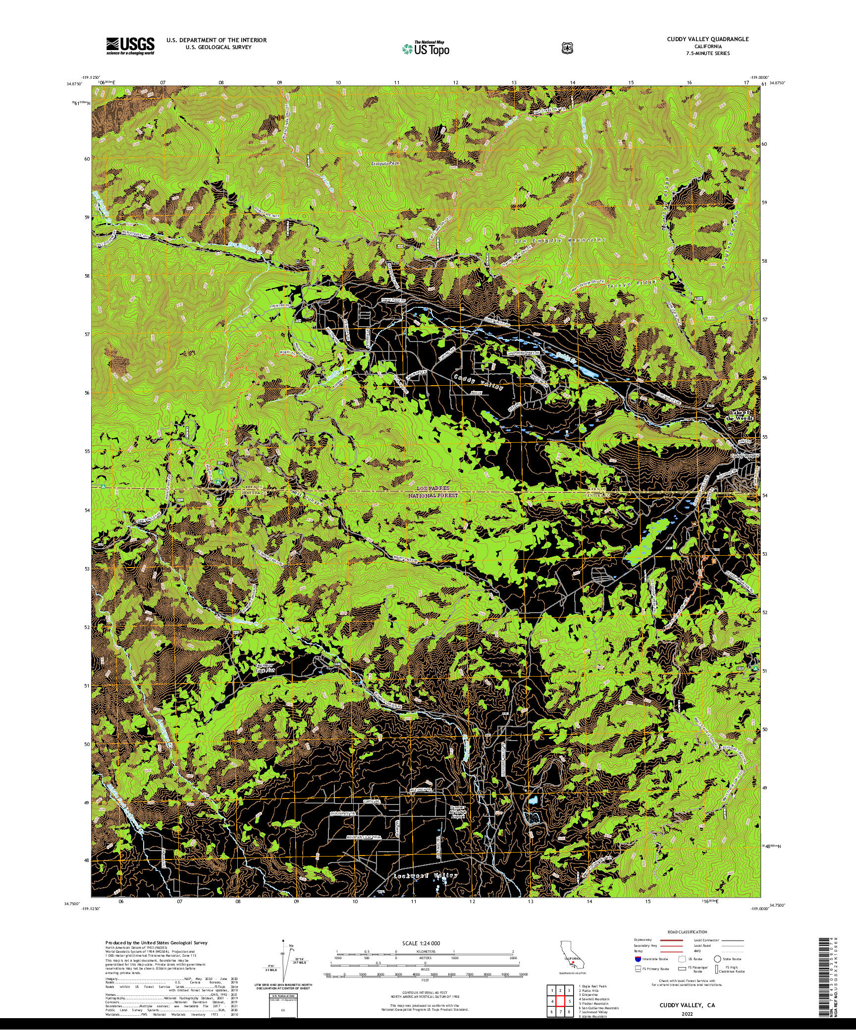 US TOPO 7.5-MINUTE MAP FOR CUDDY VALLEY, CA