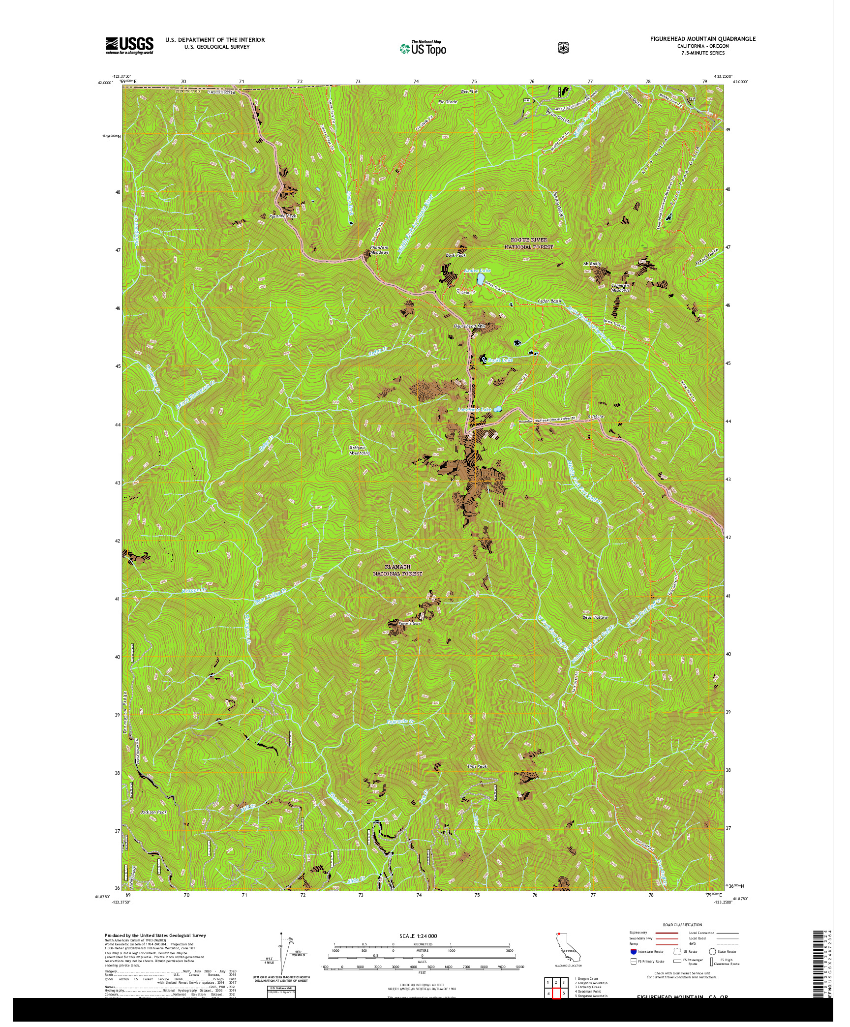 US TOPO 7.5-MINUTE MAP FOR FIGUREHEAD MOUNTAIN, CA,OR