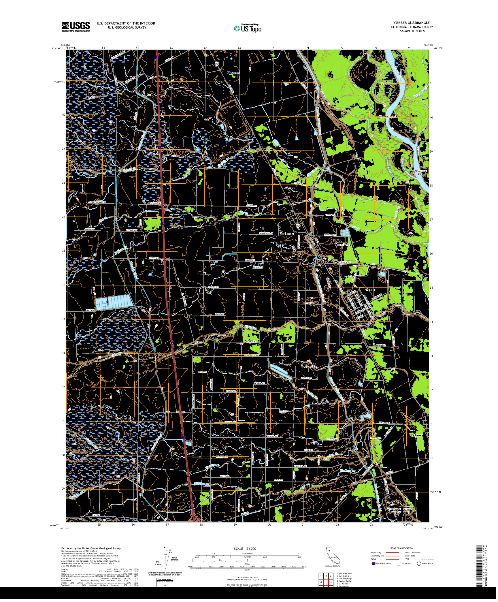 US TOPO 7.5-MINUTE MAP FOR GERBER, CA