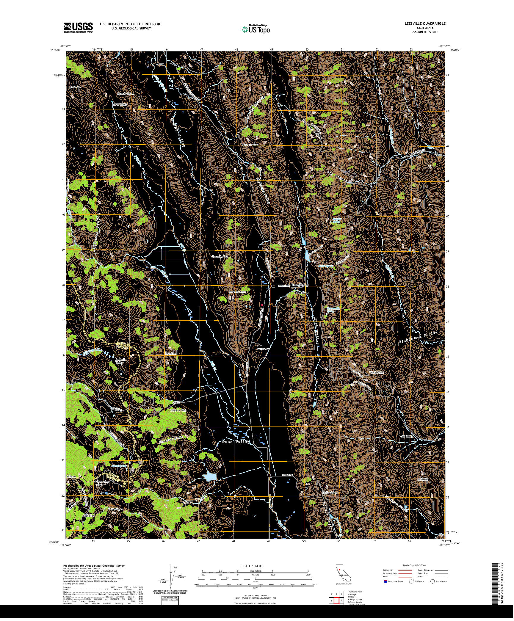 US TOPO 7.5-MINUTE MAP FOR LEESVILLE, CA