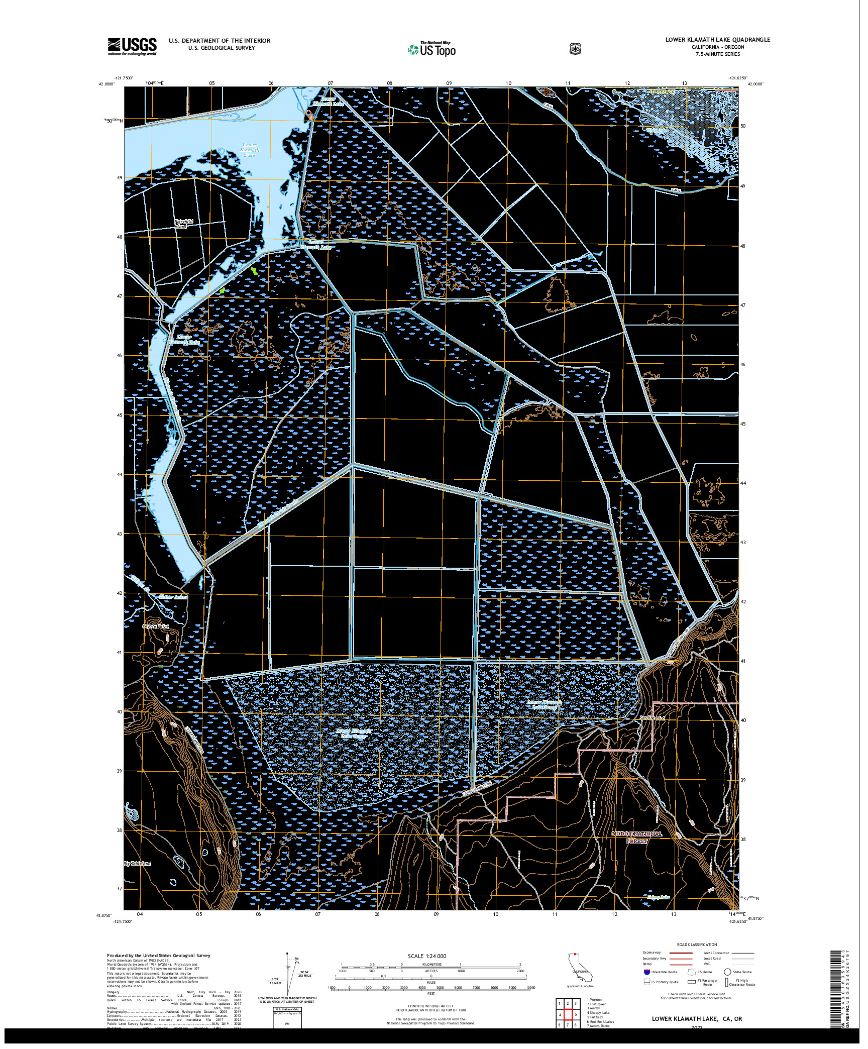 US TOPO 7.5-MINUTE MAP FOR LOWER KLAMATH LAKE, CA,OR