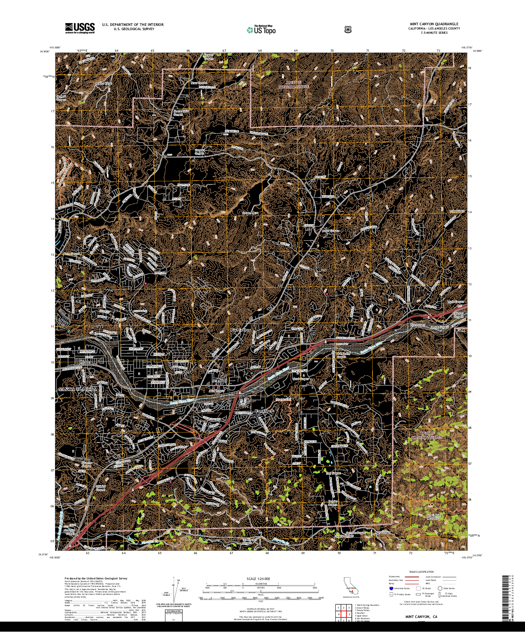 US TOPO 7.5-MINUTE MAP FOR MINT CANYON, CA