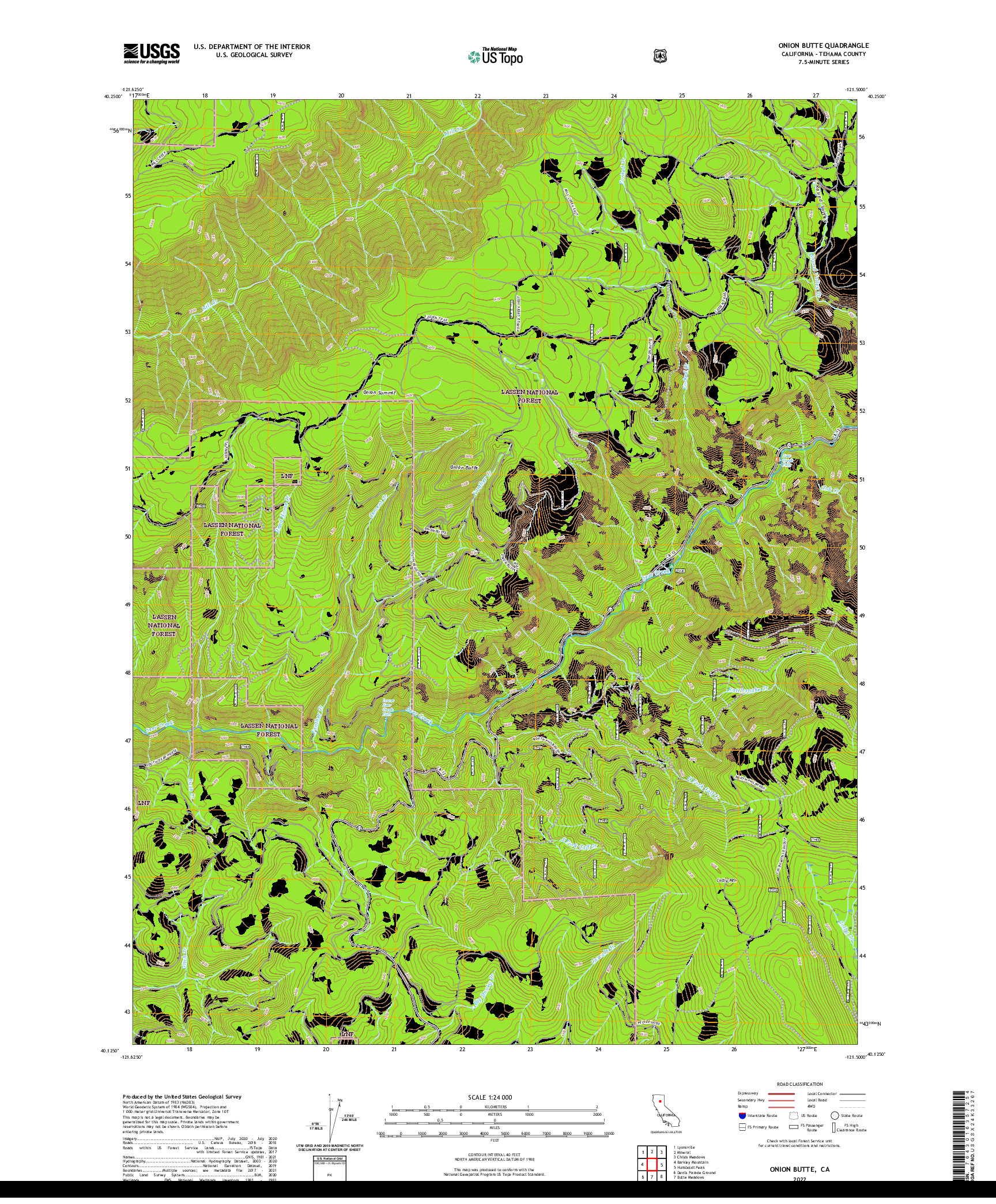 US TOPO 7.5-MINUTE MAP FOR ONION BUTTE, CA