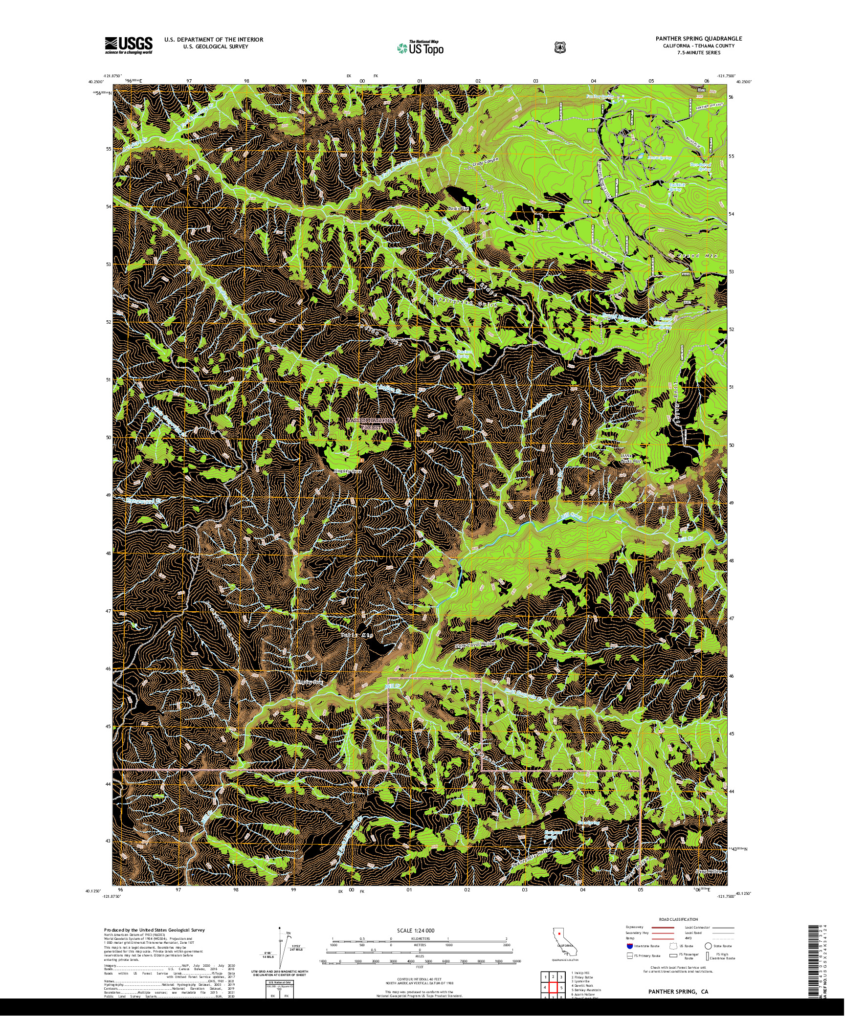 US TOPO 7.5-MINUTE MAP FOR PANTHER SPRING, CA