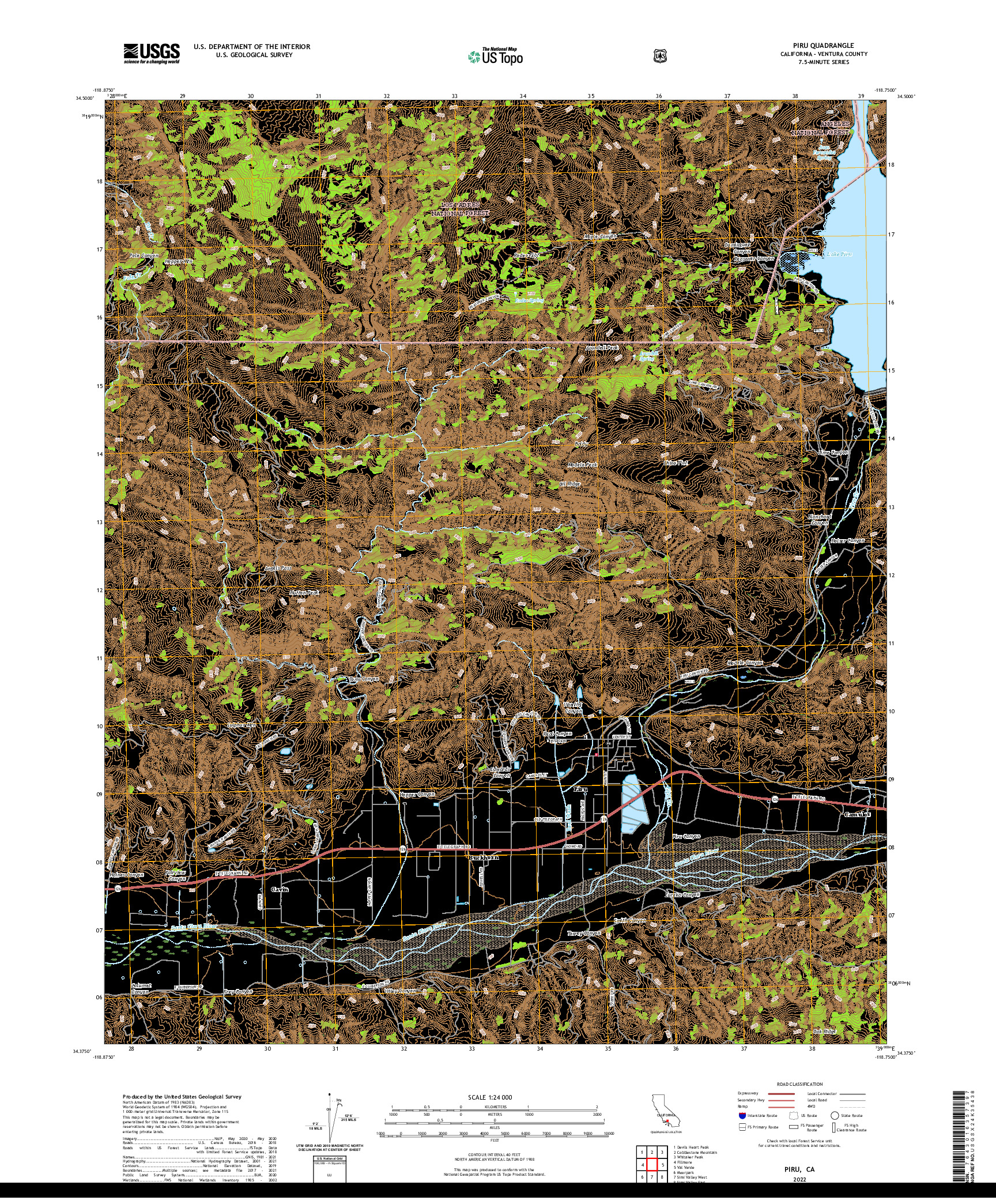 US TOPO 7.5-MINUTE MAP FOR PIRU, CA