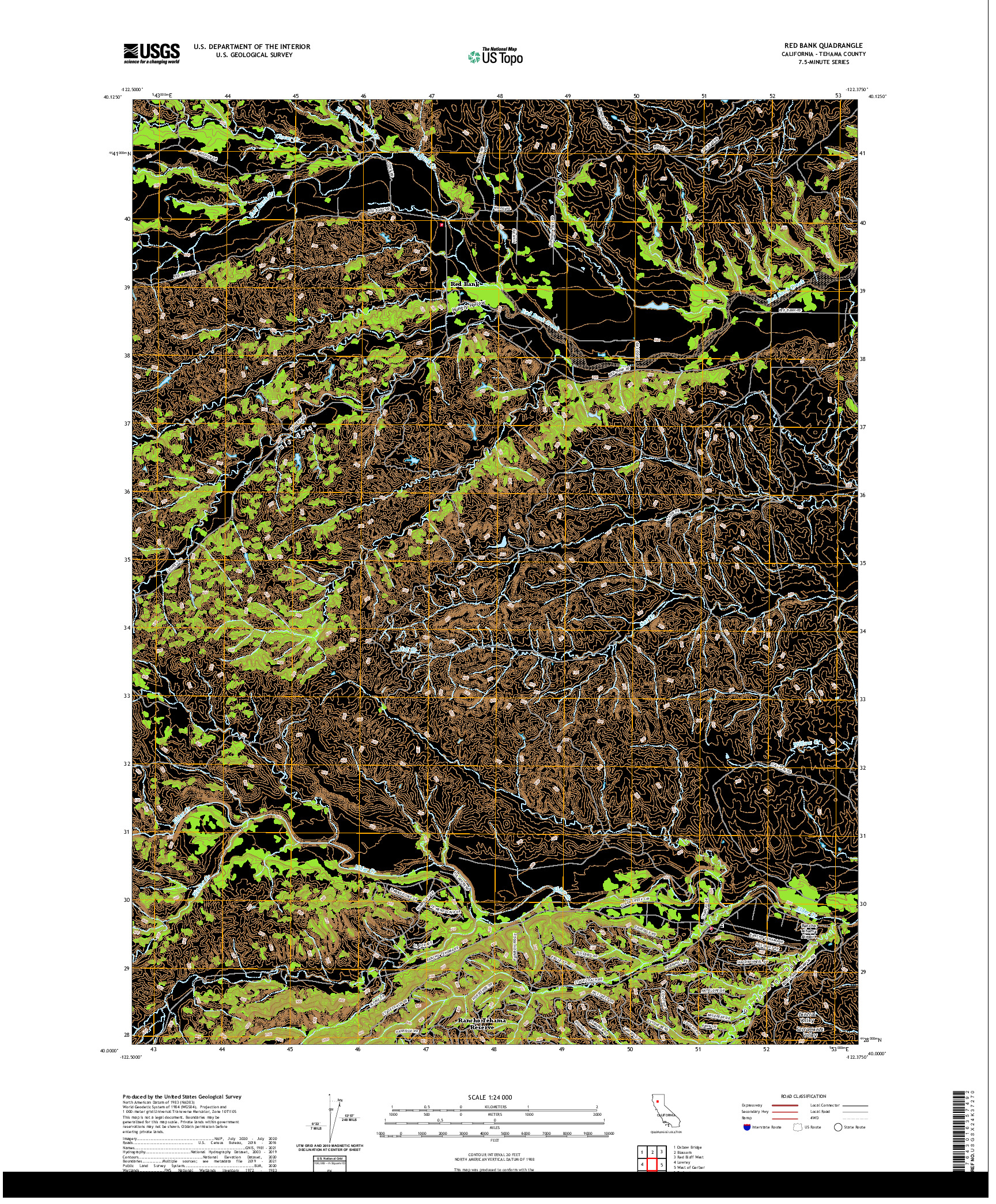 US TOPO 7.5-MINUTE MAP FOR RED BANK, CA