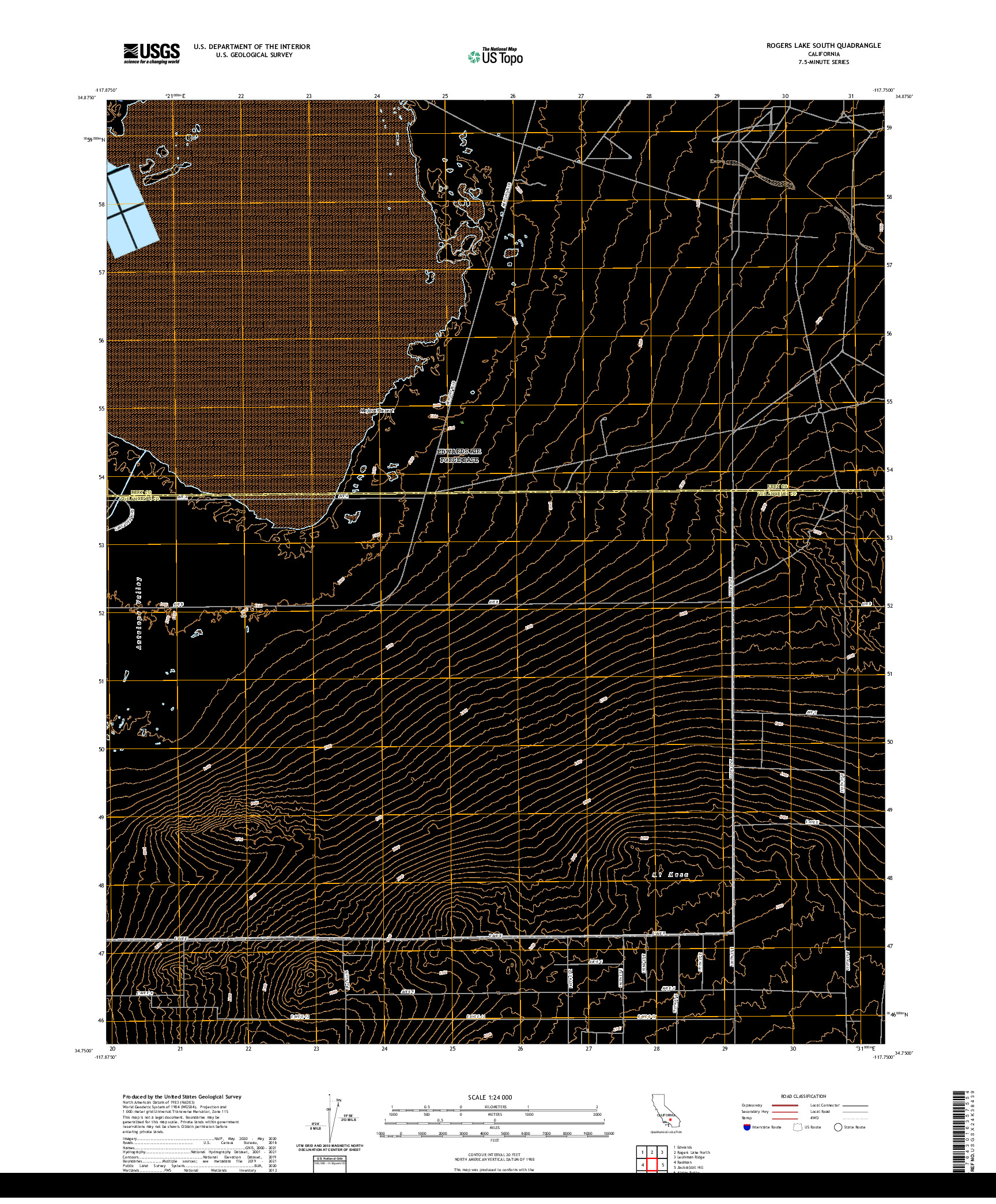 US TOPO 7.5-MINUTE MAP FOR ROGERS LAKE SOUTH, CA