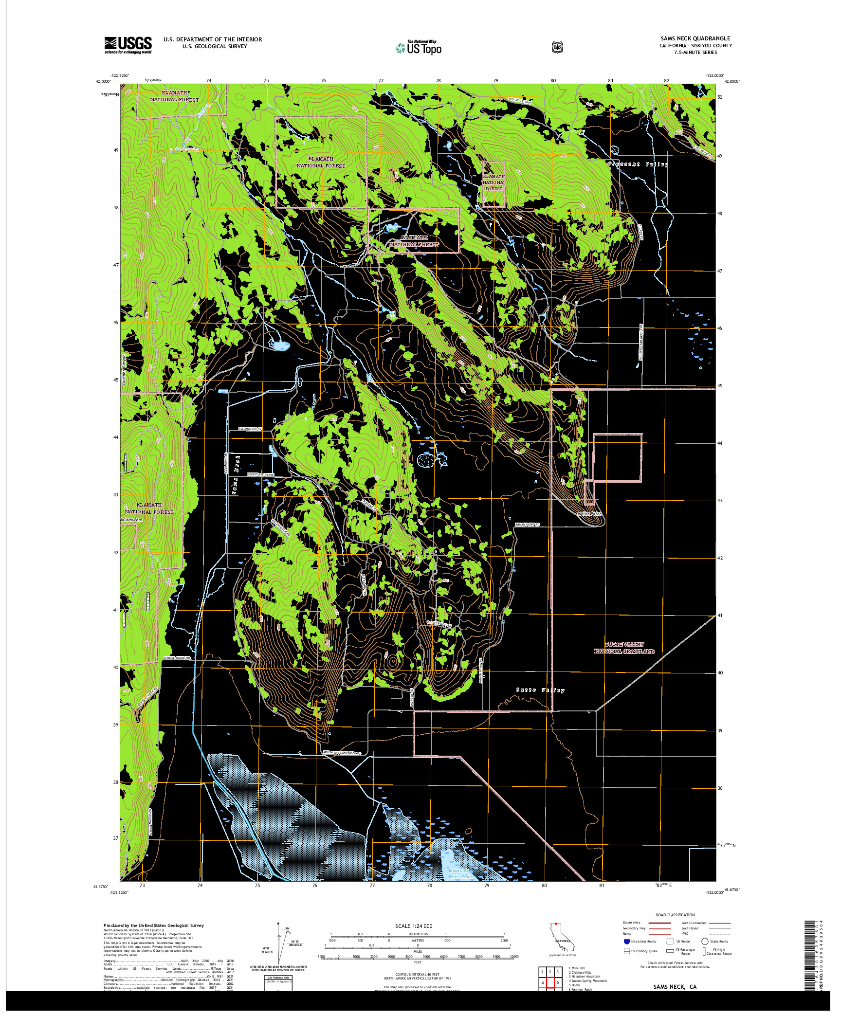 US TOPO 7.5-MINUTE MAP FOR SAMS NECK, CA