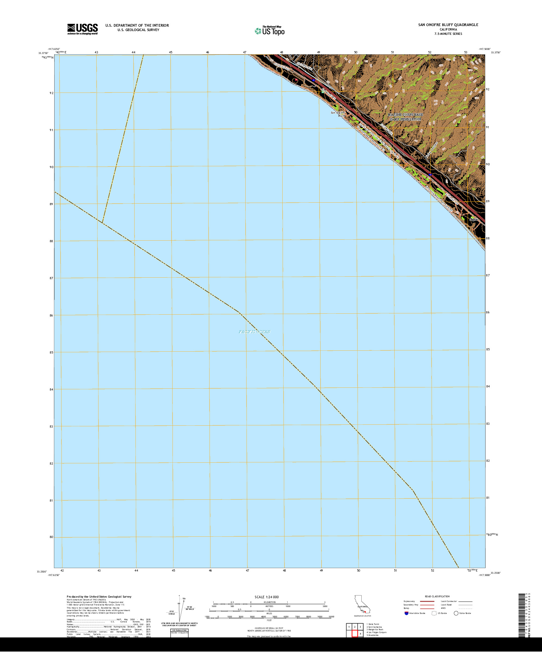 US TOPO 7.5-MINUTE MAP FOR SAN ONOFRE BLUFF, CA