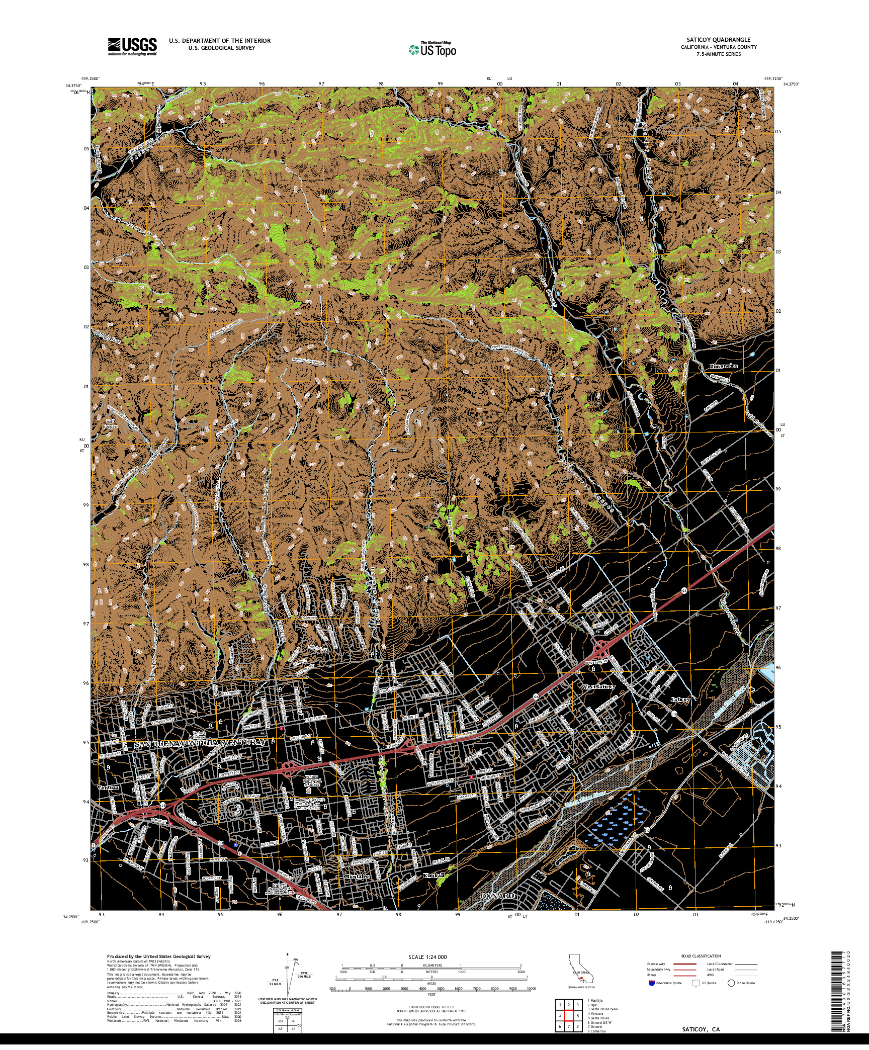 US TOPO 7.5-MINUTE MAP FOR SATICOY, CA