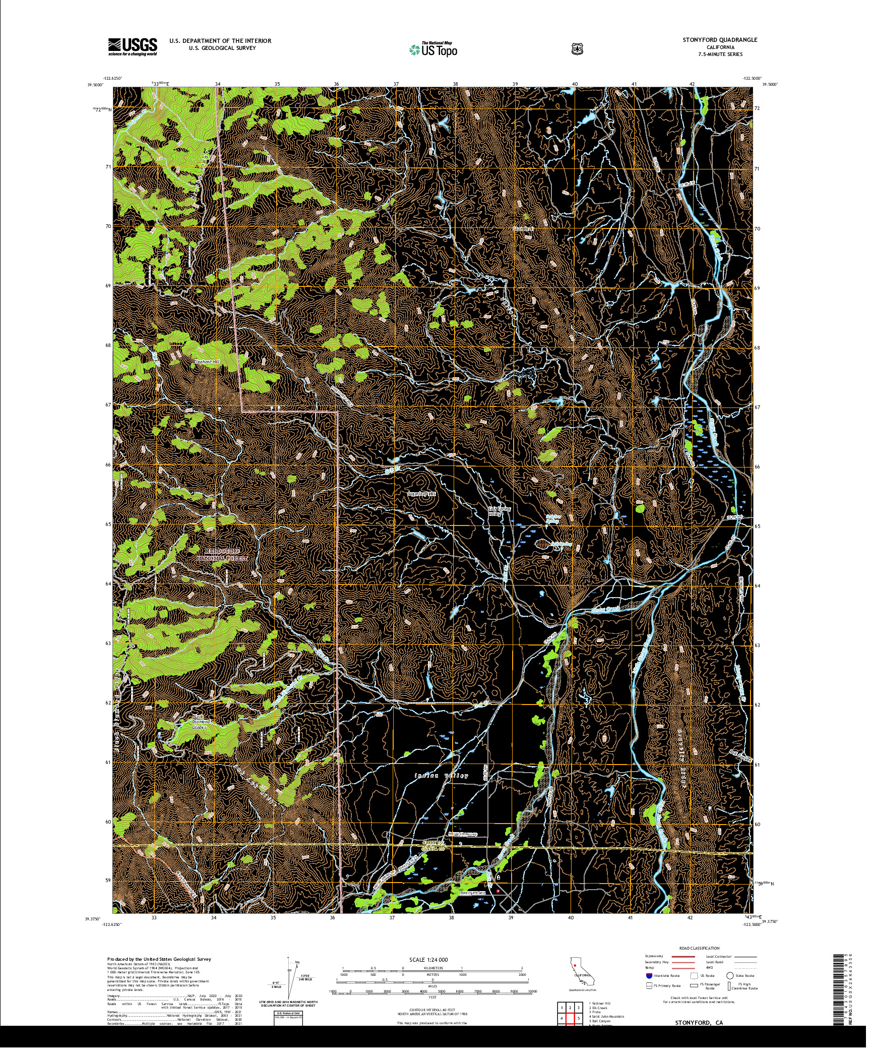 US TOPO 7.5-MINUTE MAP FOR STONYFORD, CA