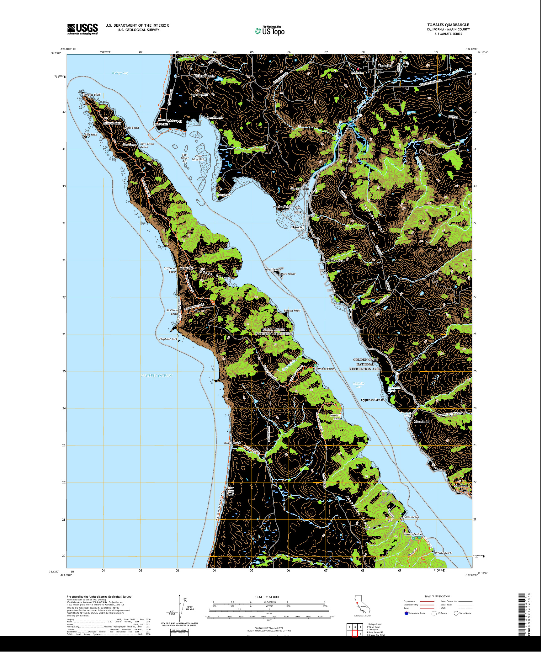 US TOPO 7.5-MINUTE MAP FOR TOMALES, CA