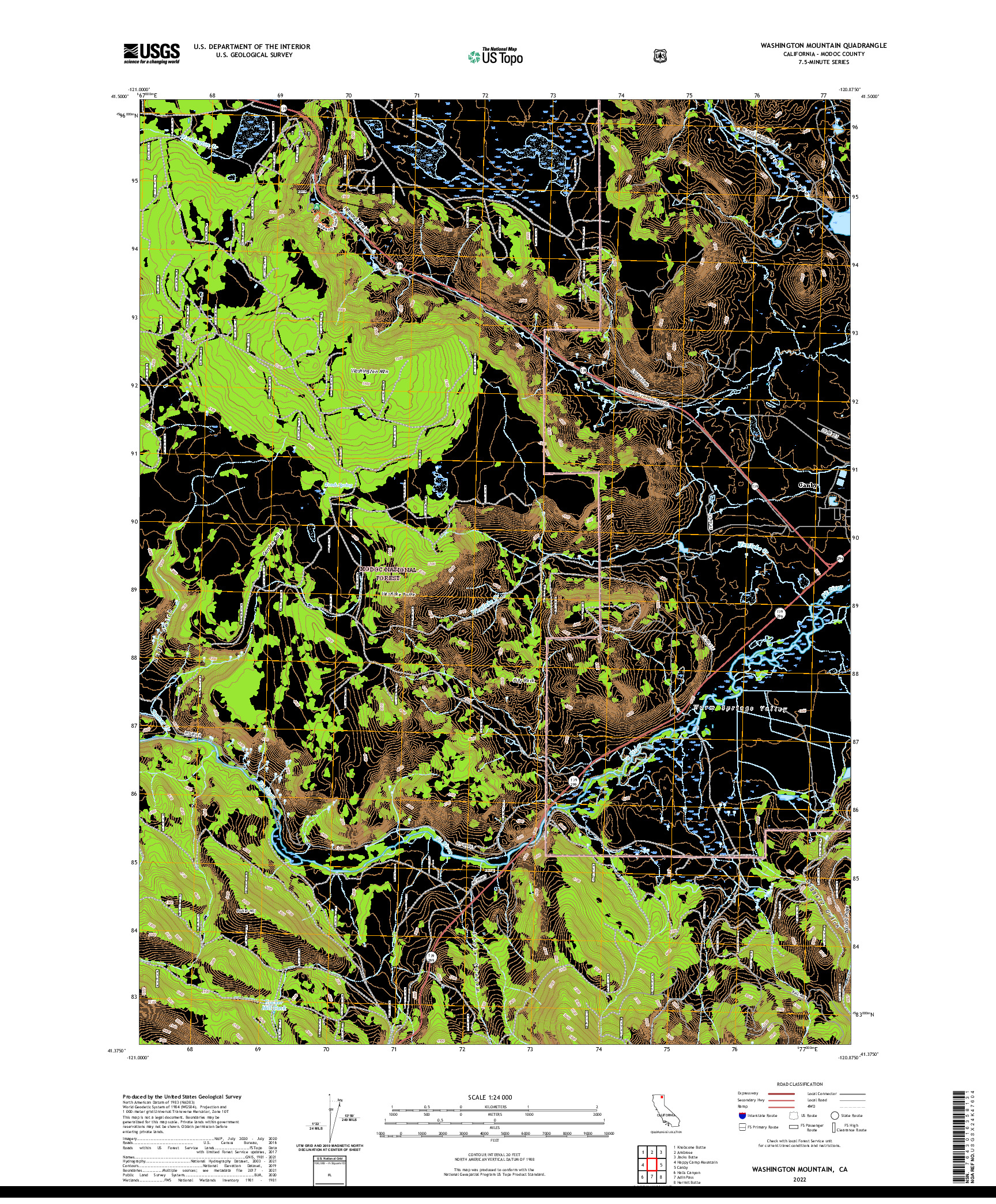 US TOPO 7.5-MINUTE MAP FOR WASHINGTON MOUNTAIN, CA