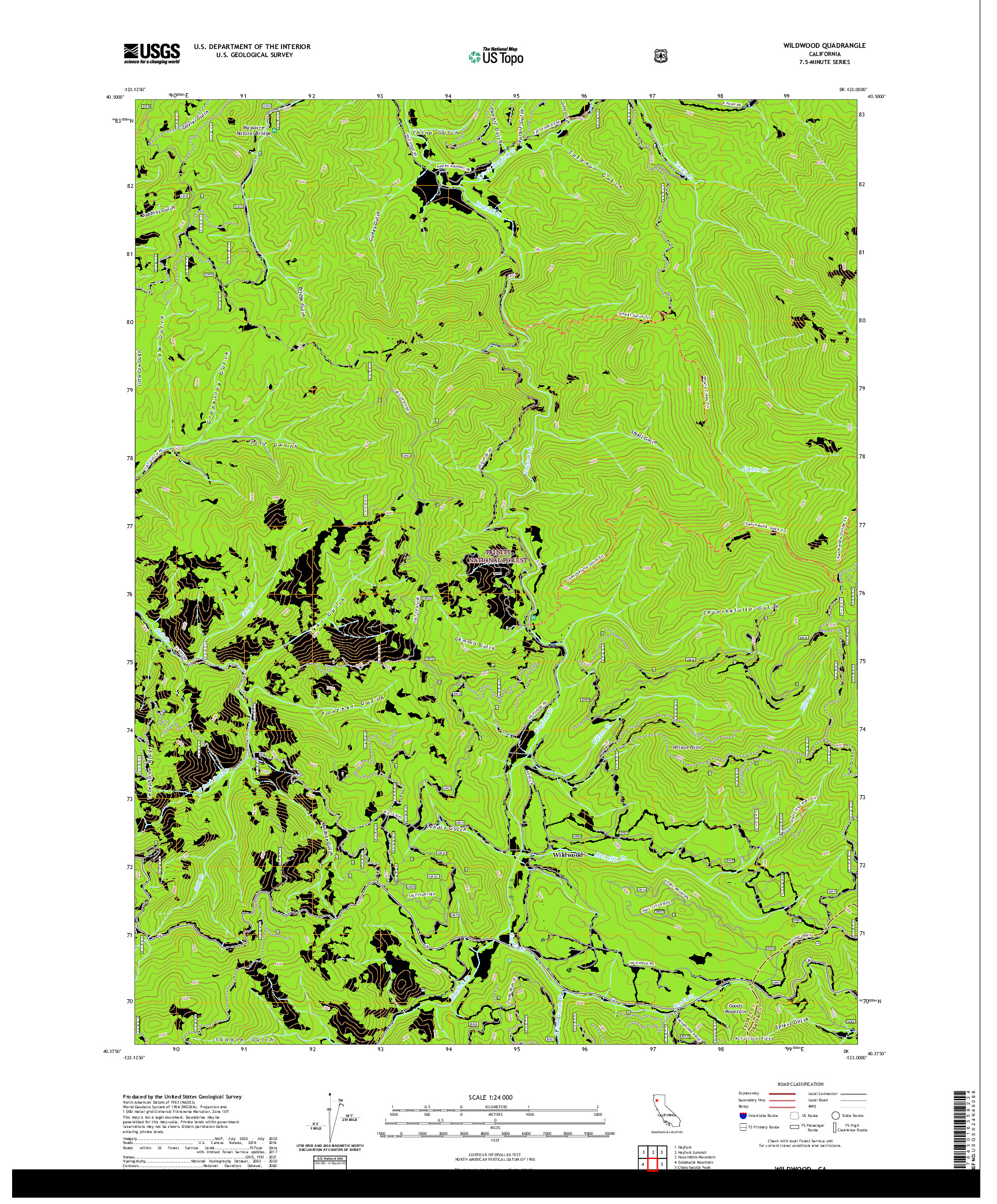 US TOPO 7.5-MINUTE MAP FOR WILDWOOD, CA