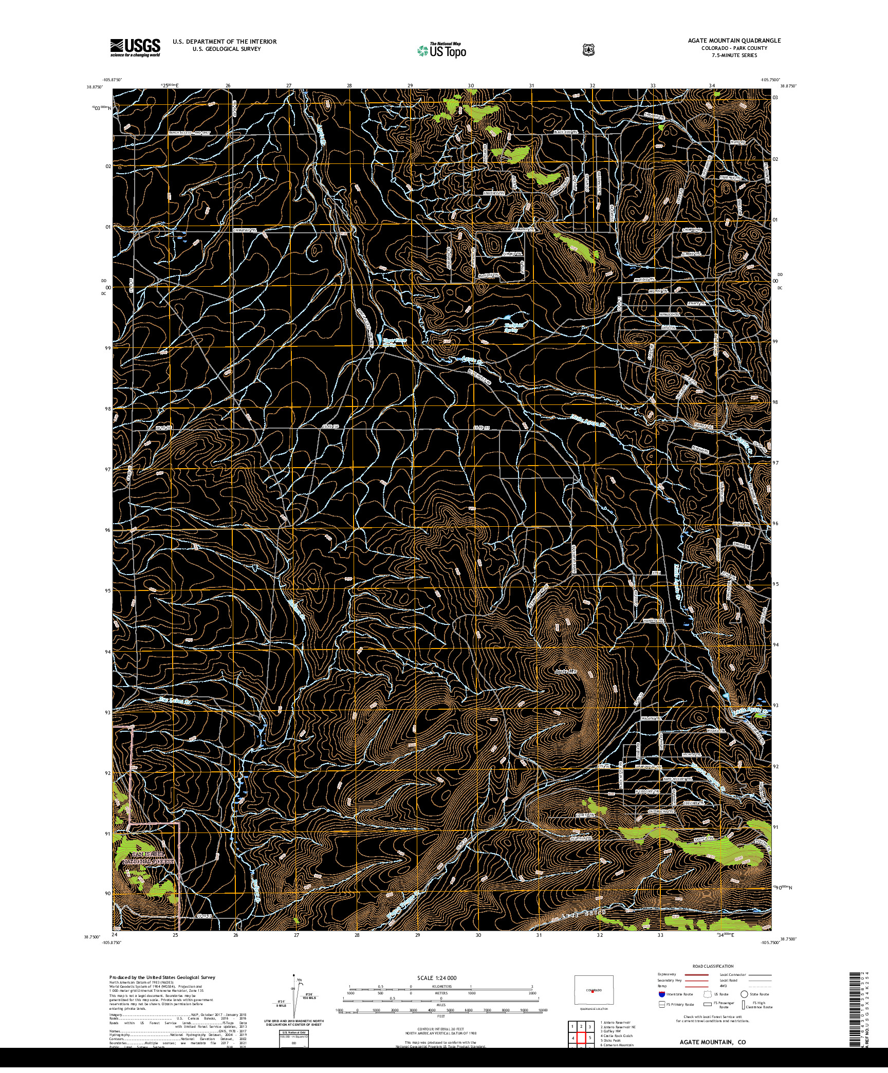 US TOPO 7.5-MINUTE MAP FOR AGATE MOUNTAIN, CO