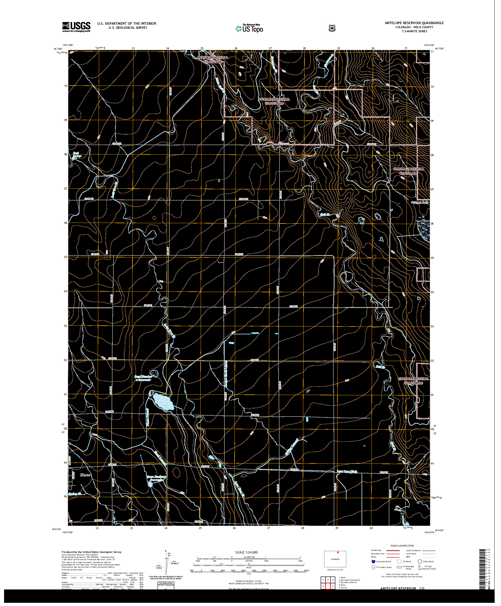 US TOPO 7.5-MINUTE MAP FOR ANTELOPE RESERVOIR, CO