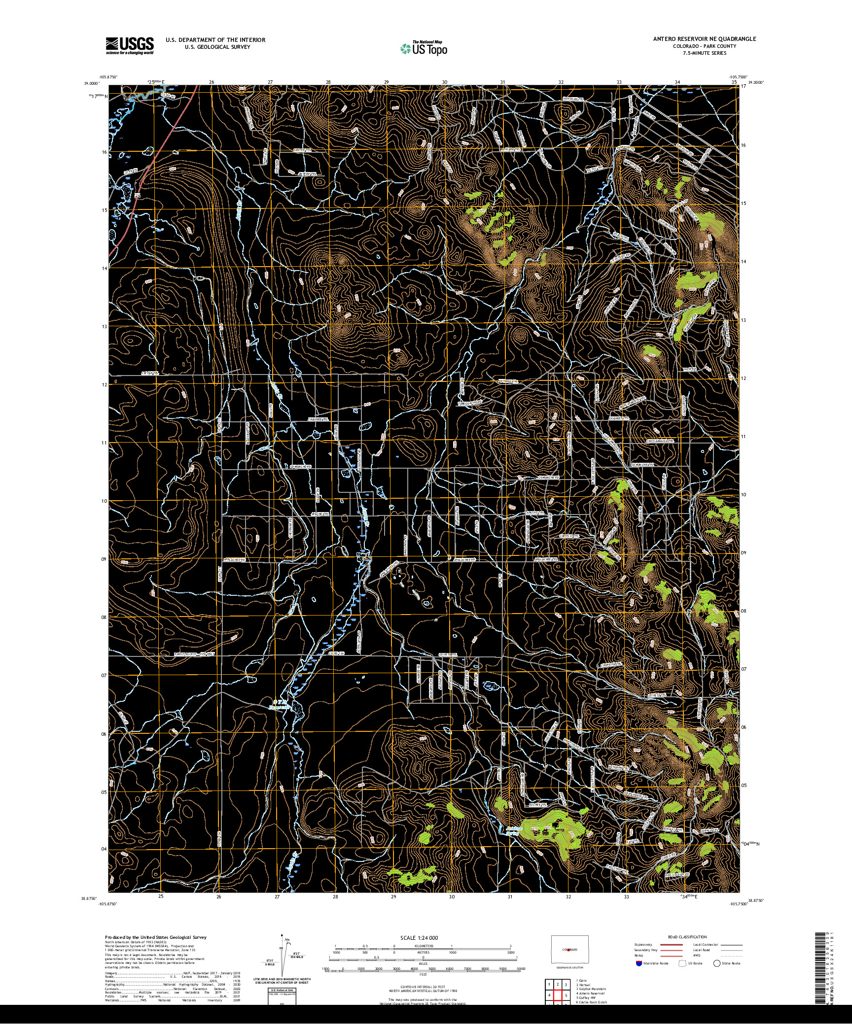 US TOPO 7.5-MINUTE MAP FOR ANTERO RESERVOIR NE, CO