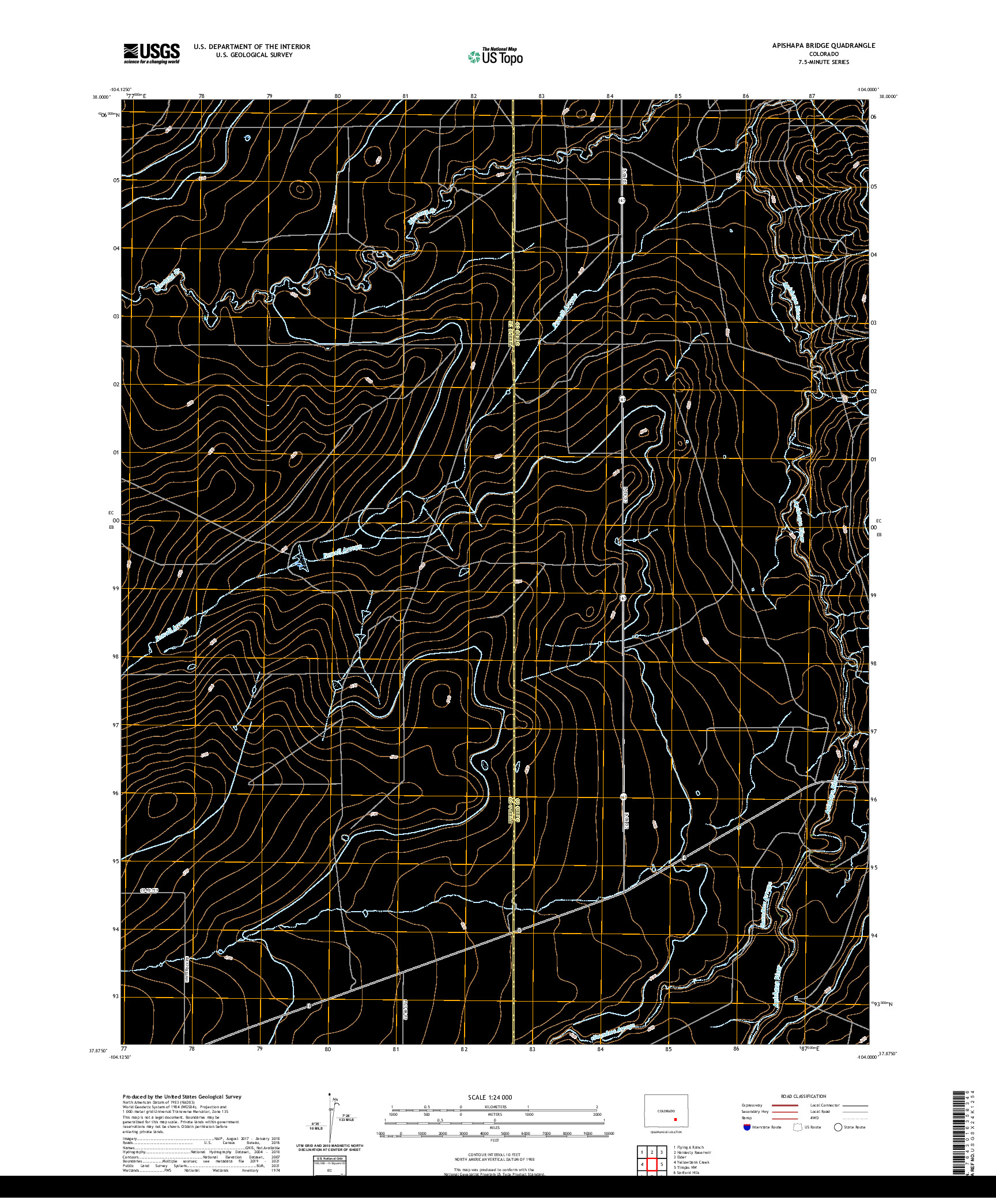 US TOPO 7.5-MINUTE MAP FOR APISHAPA BRIDGE, CO