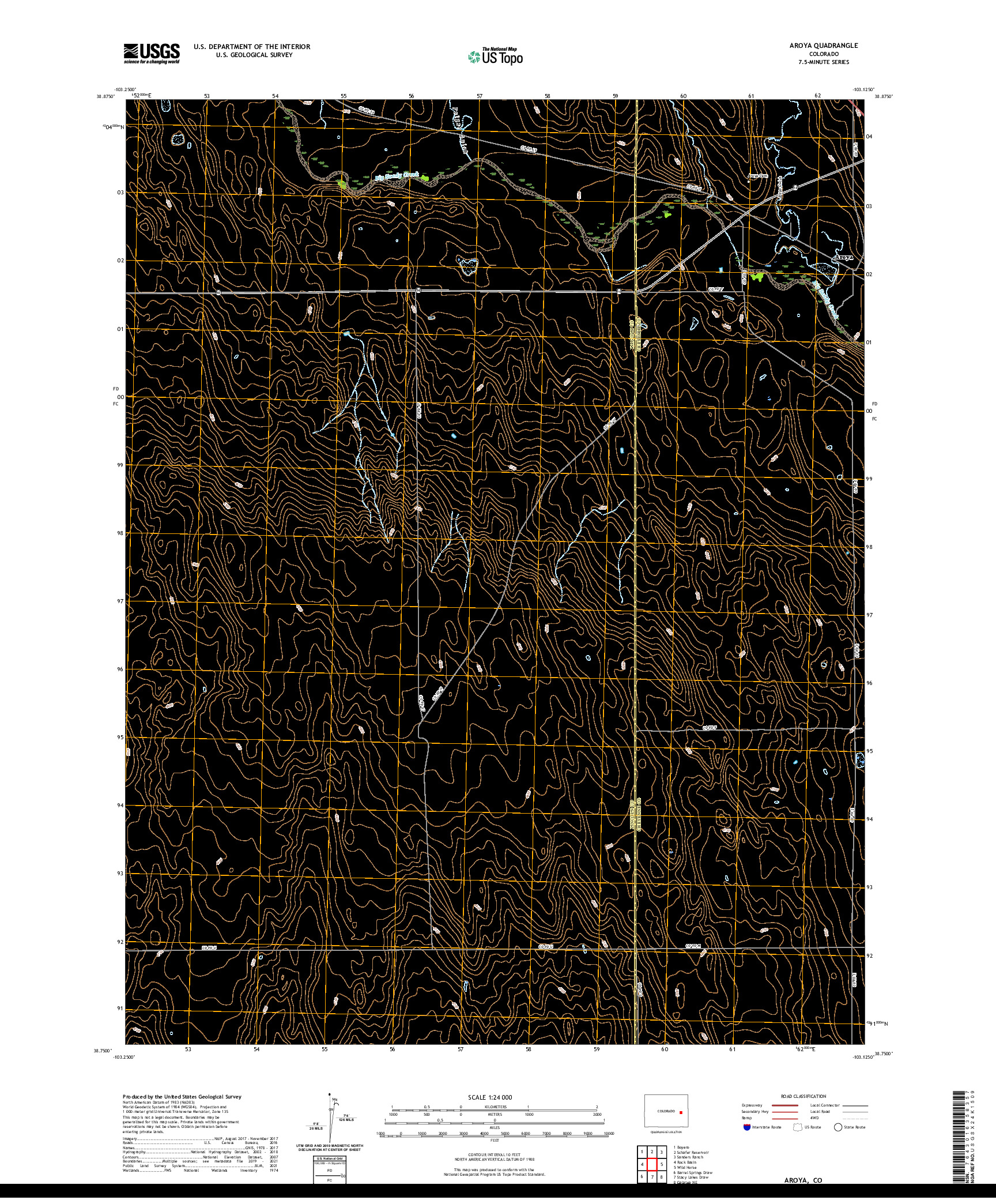 US TOPO 7.5-MINUTE MAP FOR AROYA, CO