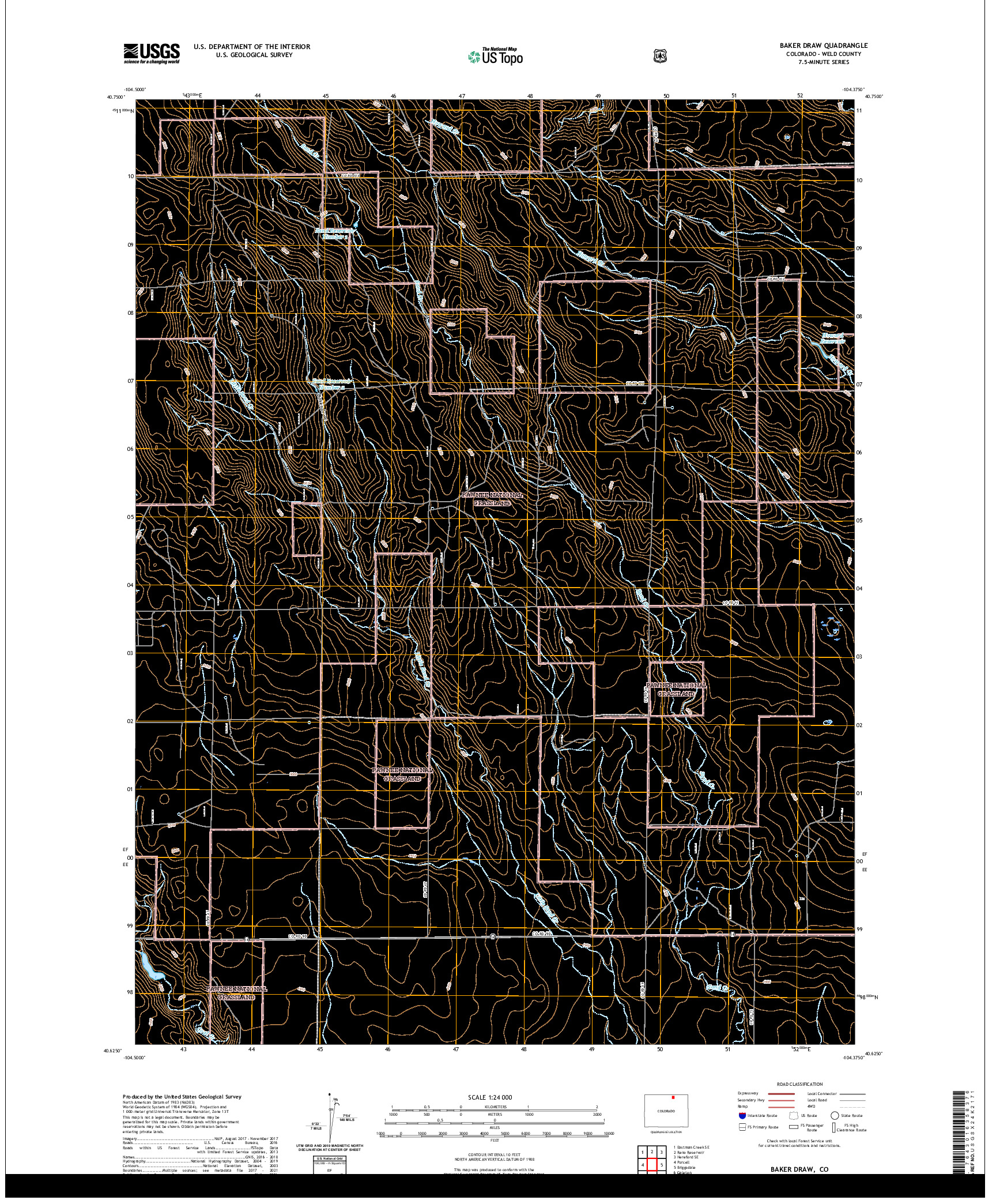 US TOPO 7.5-MINUTE MAP FOR BAKER DRAW, CO