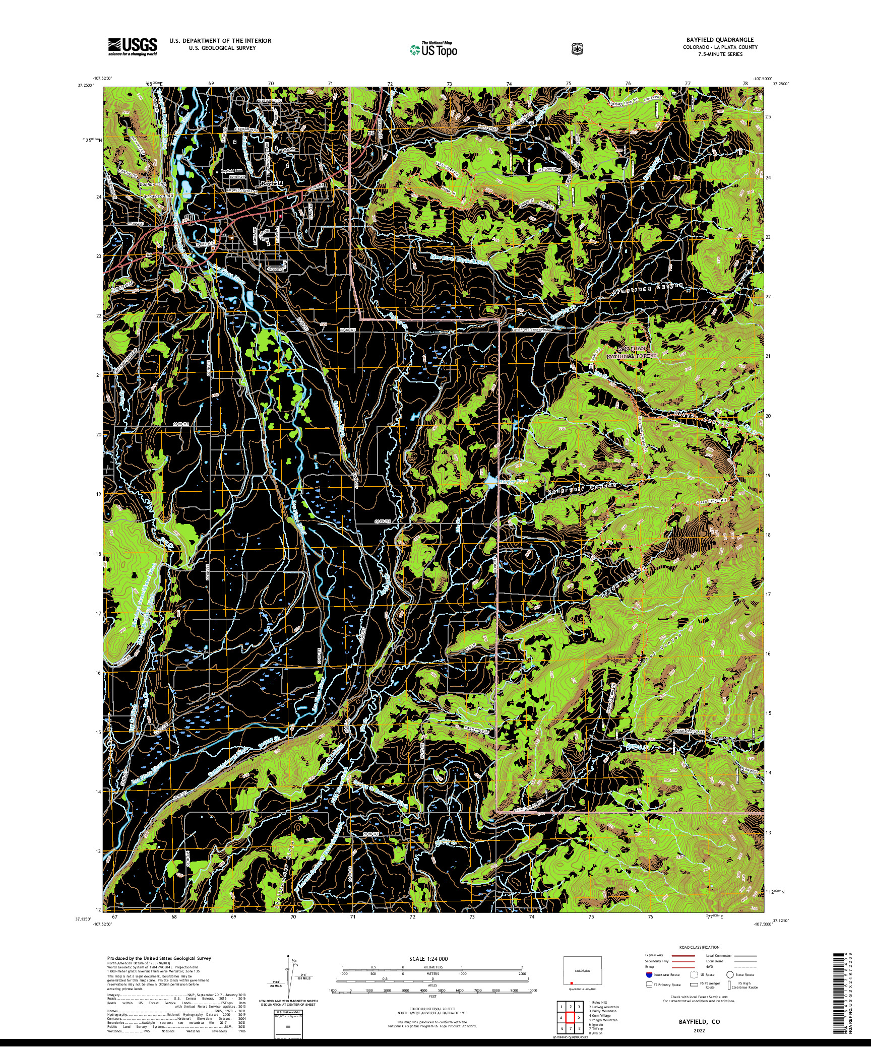 US TOPO 7.5-MINUTE MAP FOR BAYFIELD, CO