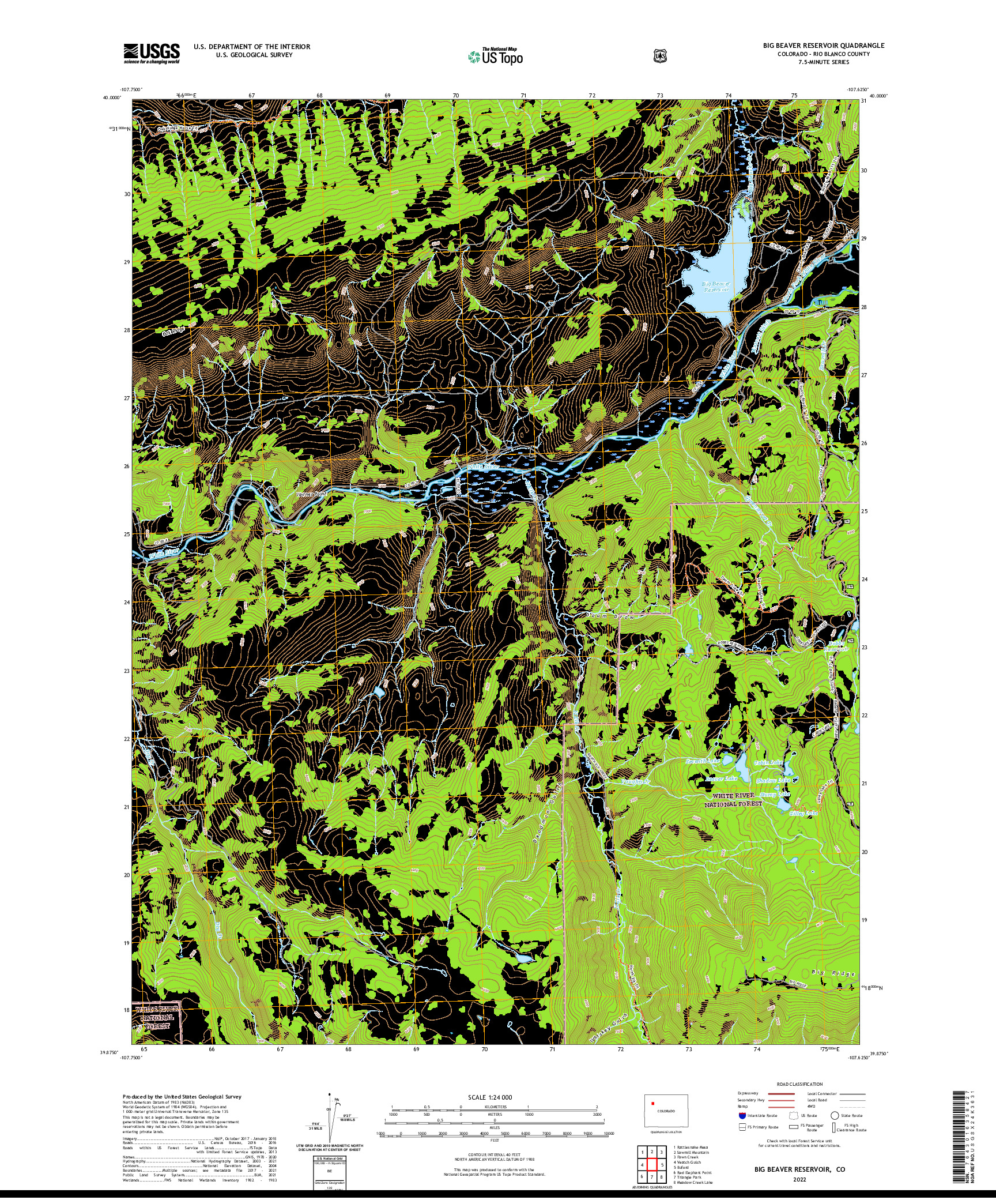 US TOPO 7.5-MINUTE MAP FOR BIG BEAVER RESERVOIR, CO