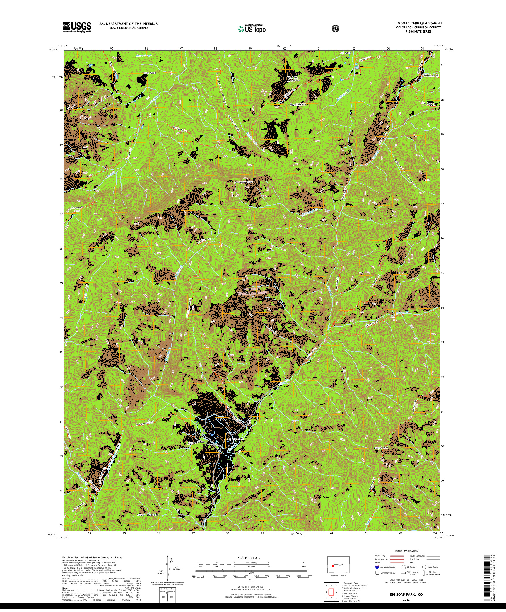 US TOPO 7.5-MINUTE MAP FOR BIG SOAP PARK, CO