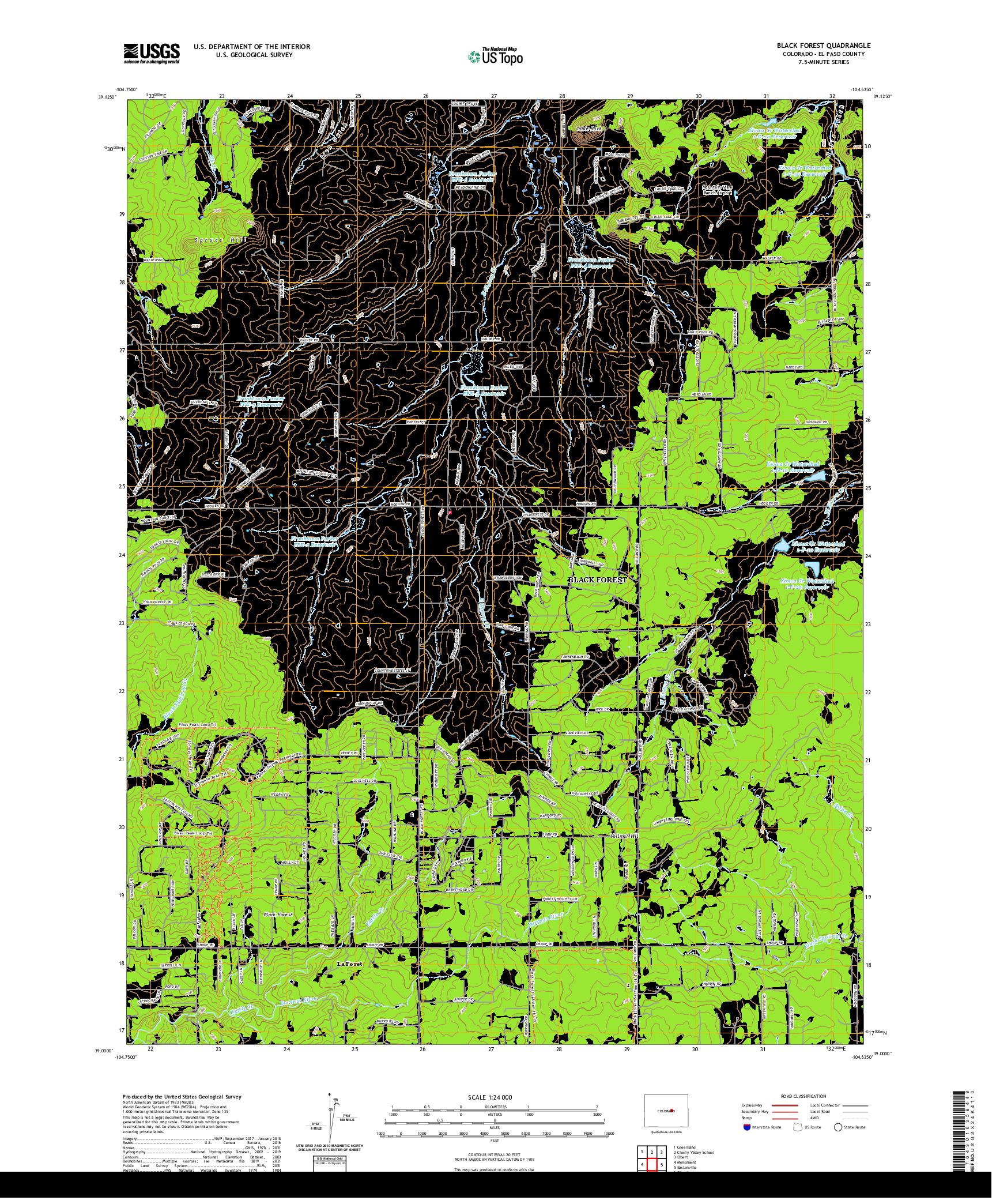 US TOPO 7.5-MINUTE MAP FOR BLACK FOREST, CO