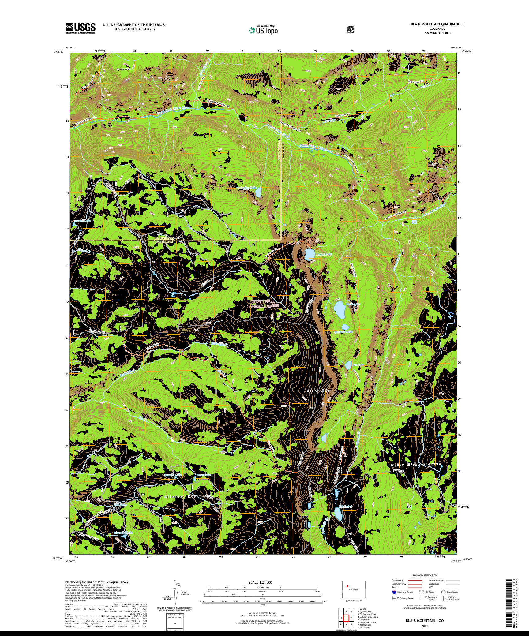 US TOPO 7.5-MINUTE MAP FOR BLAIR MOUNTAIN, CO