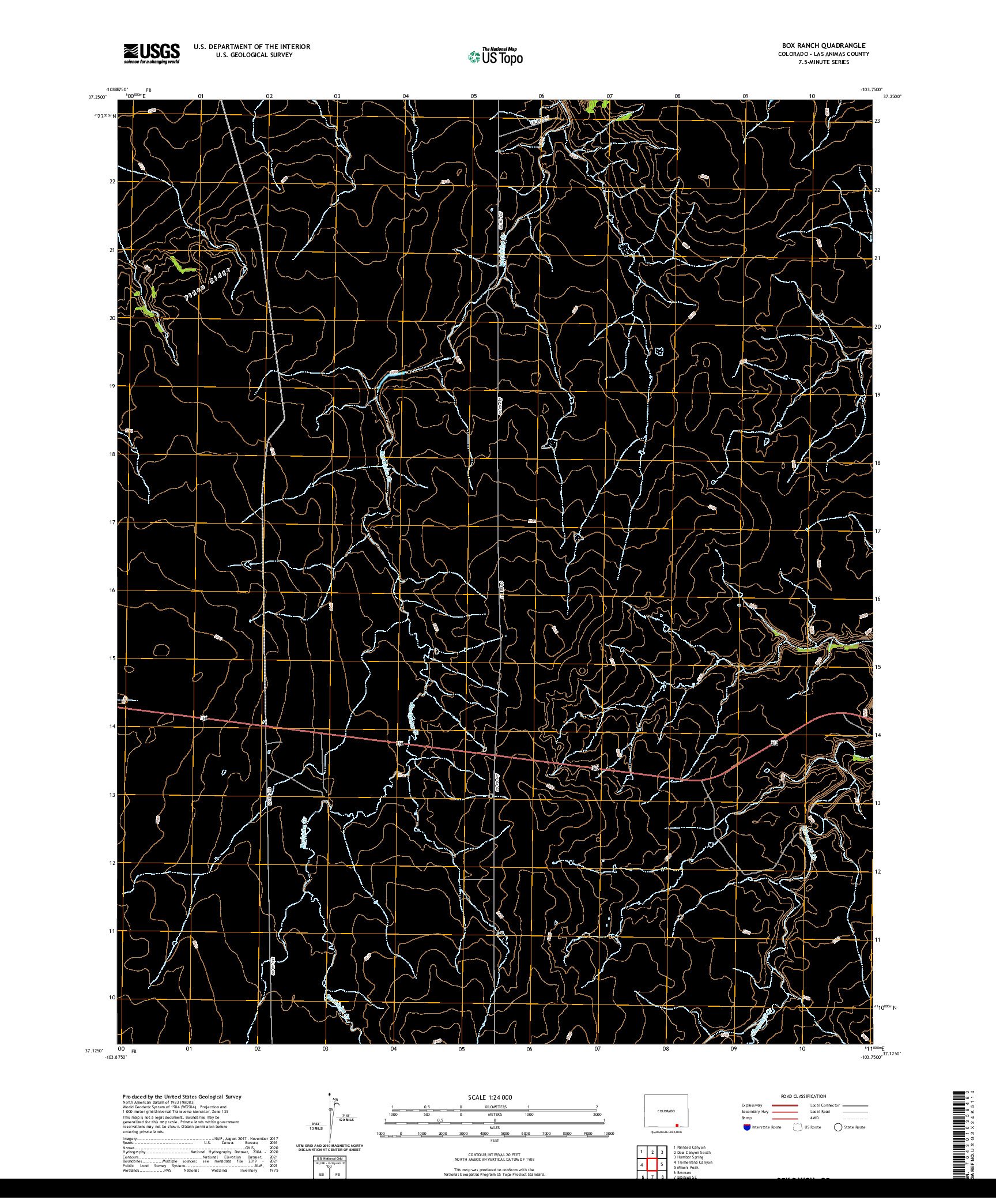 US TOPO 7.5-MINUTE MAP FOR BOX RANCH, CO