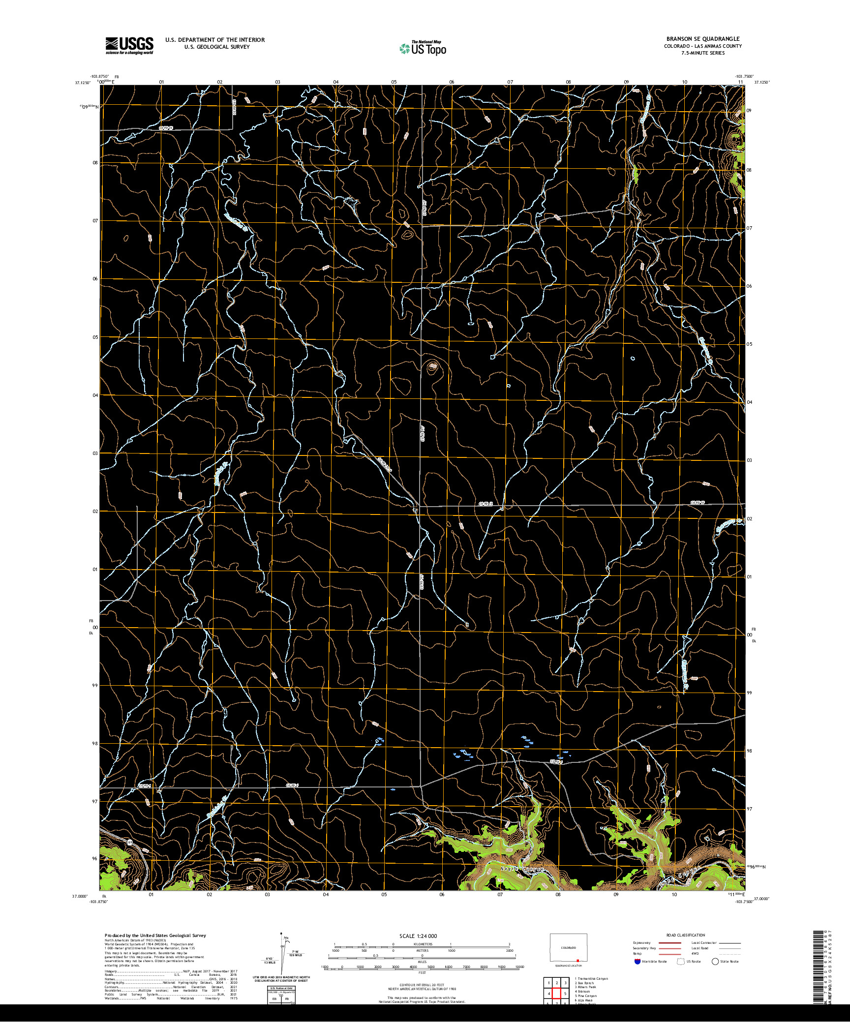 US TOPO 7.5-MINUTE MAP FOR BRANSON SE, CO