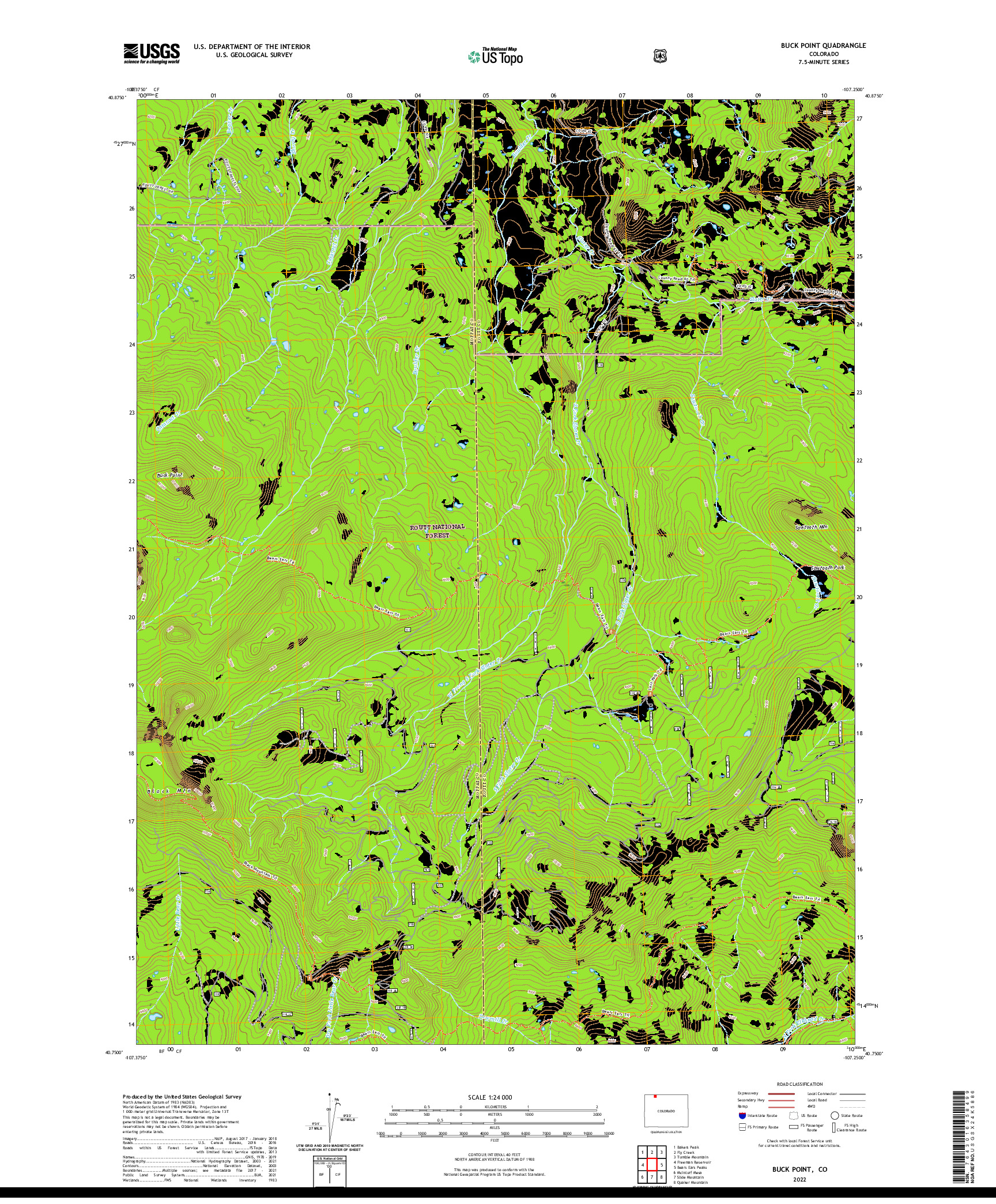 US TOPO 7.5-MINUTE MAP FOR BUCK POINT, CO