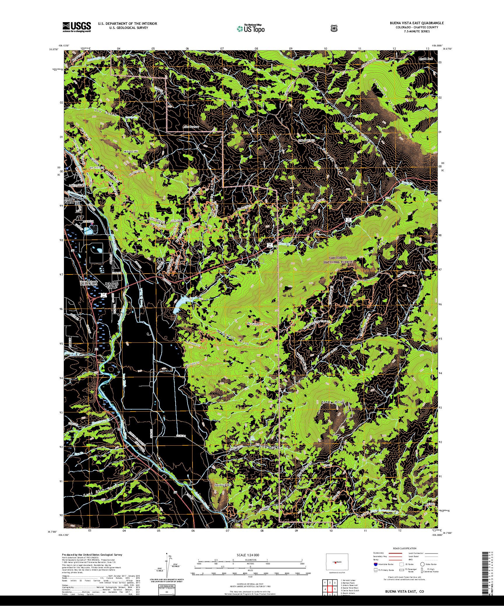 US TOPO 7.5-MINUTE MAP FOR BUENA VISTA EAST, CO