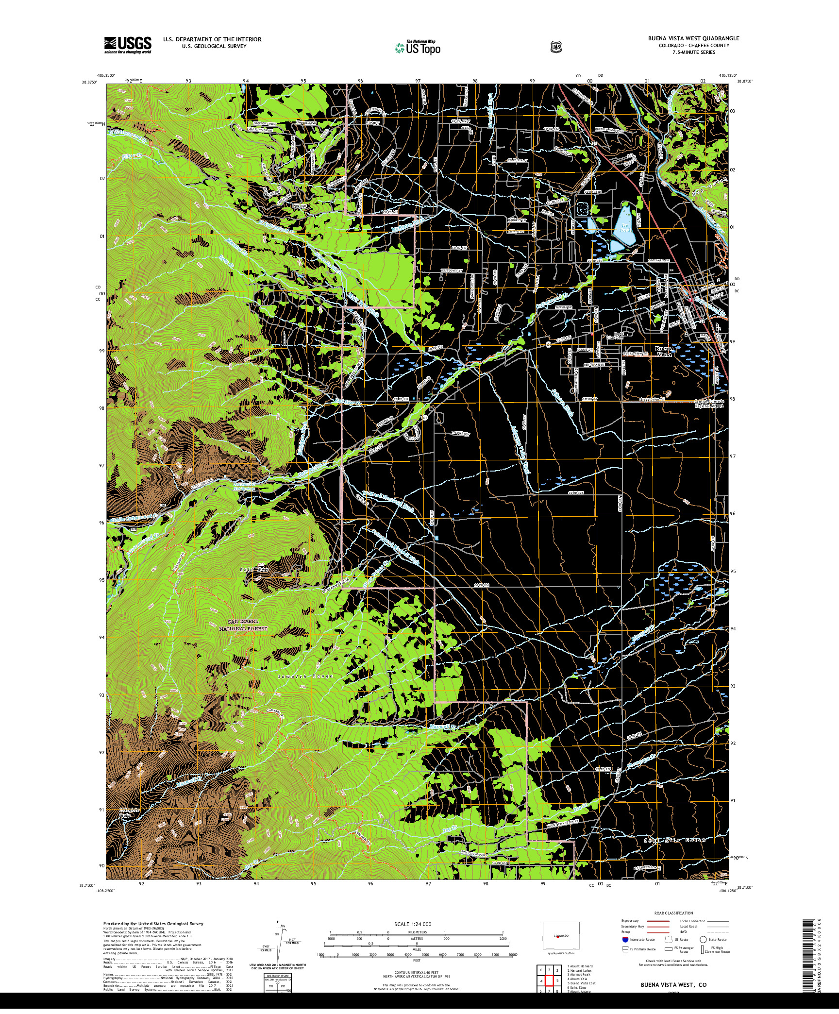 US TOPO 7.5-MINUTE MAP FOR BUENA VISTA WEST, CO