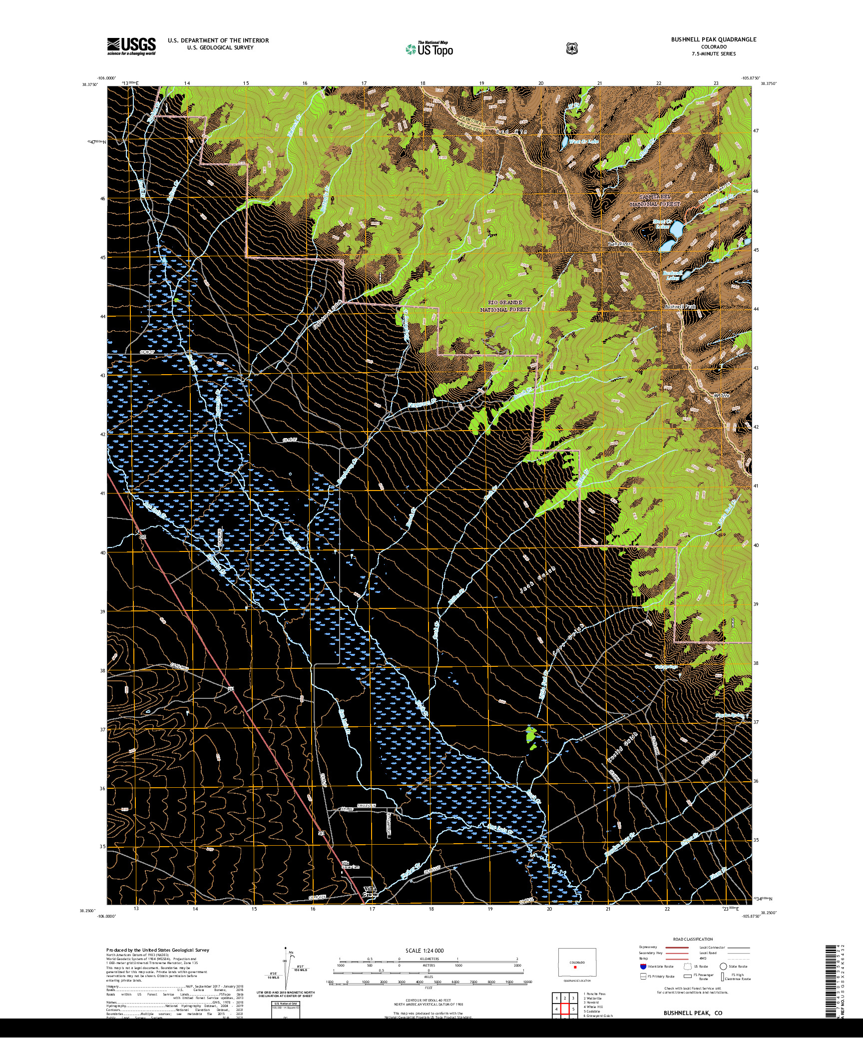 US TOPO 7.5-MINUTE MAP FOR BUSHNELL PEAK, CO