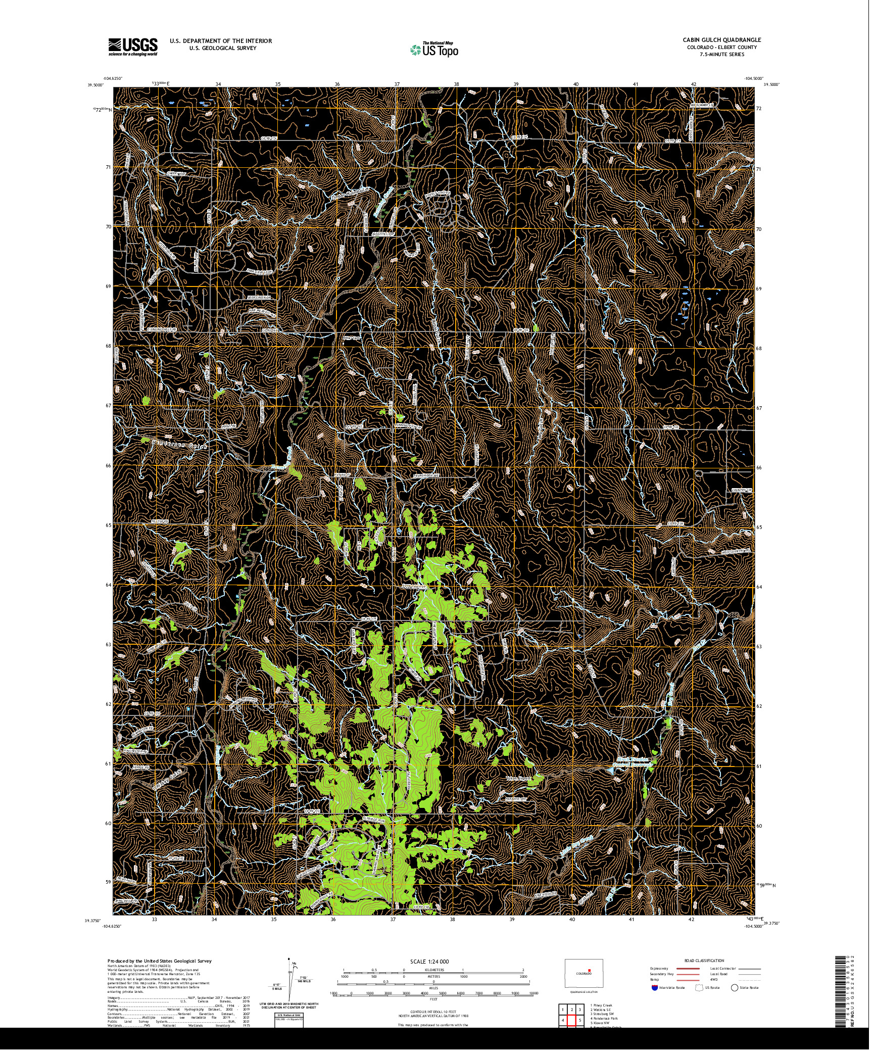 US TOPO 7.5-MINUTE MAP FOR CABIN GULCH, CO