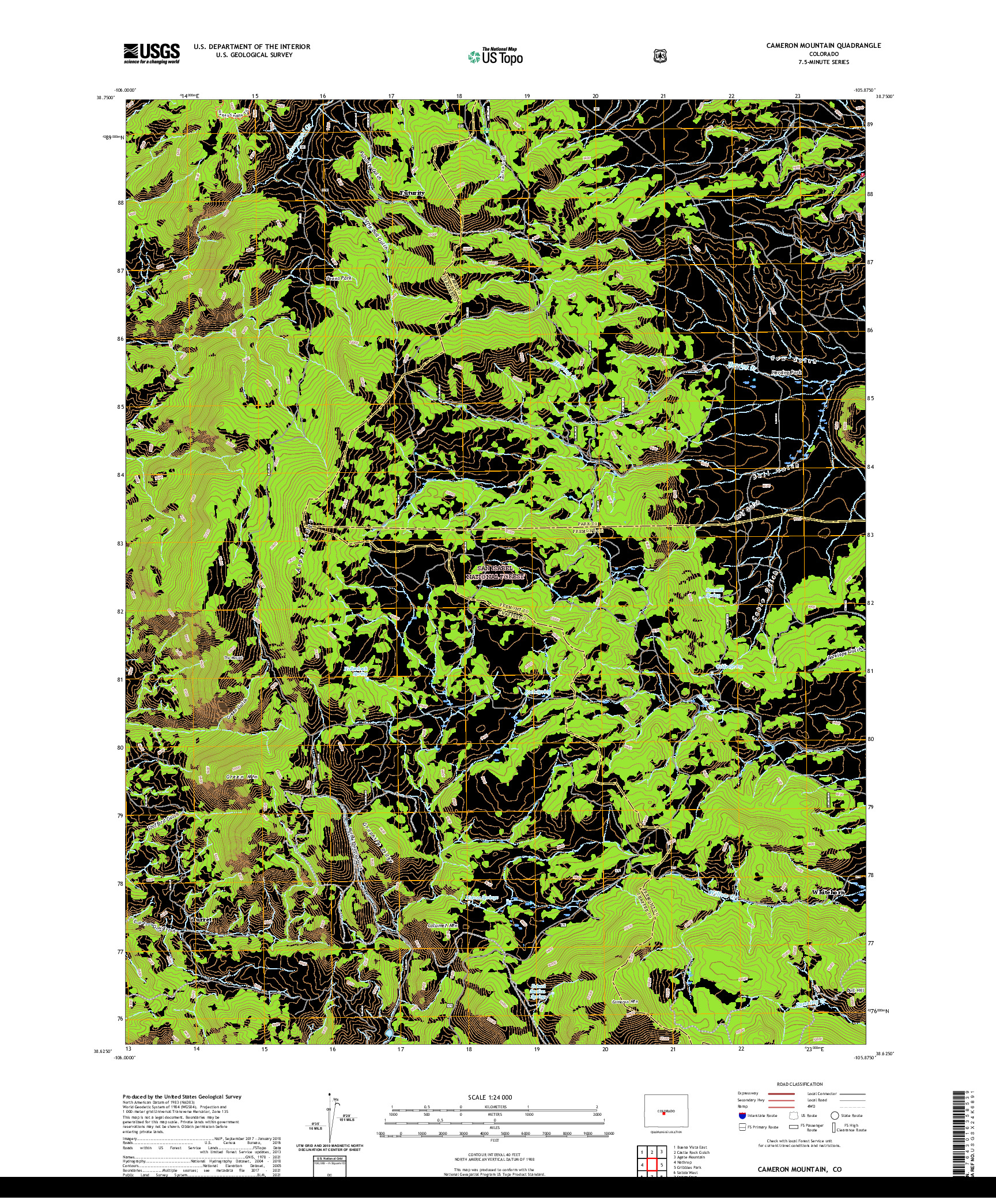 US TOPO 7.5-MINUTE MAP FOR CAMERON MOUNTAIN, CO